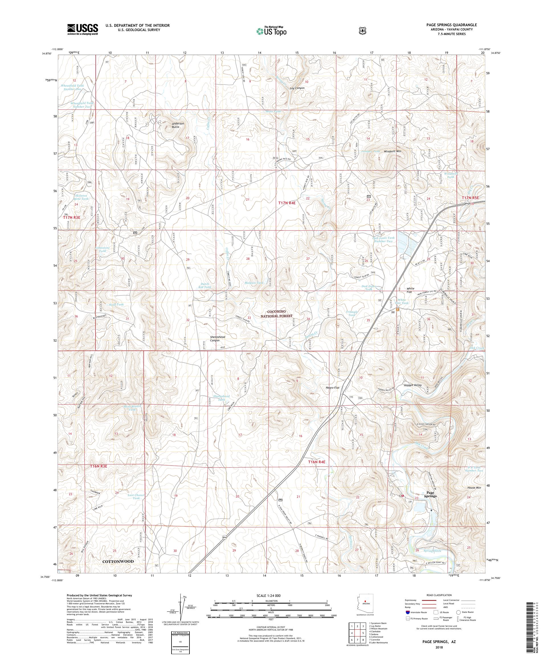 MyTopo Page Springs, Arizona USGS Quad Topo Map