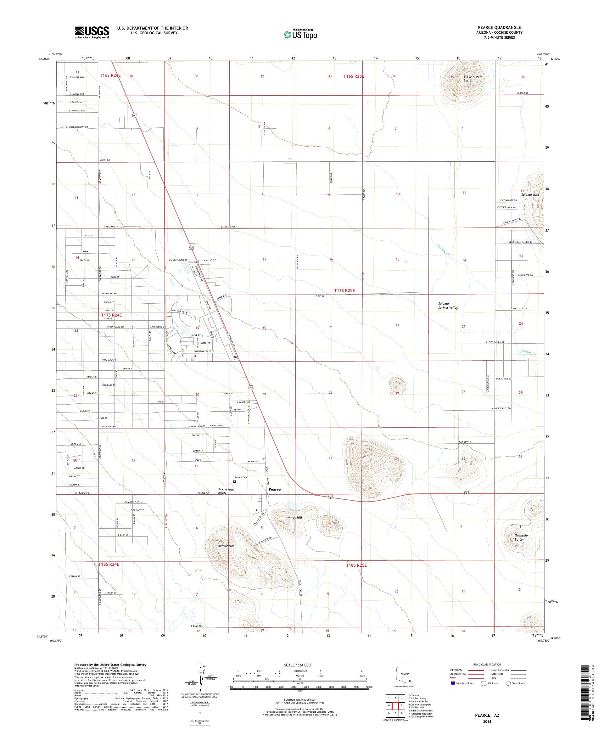 MyTopo Pearce, Arizona USGS Quad Topo Map