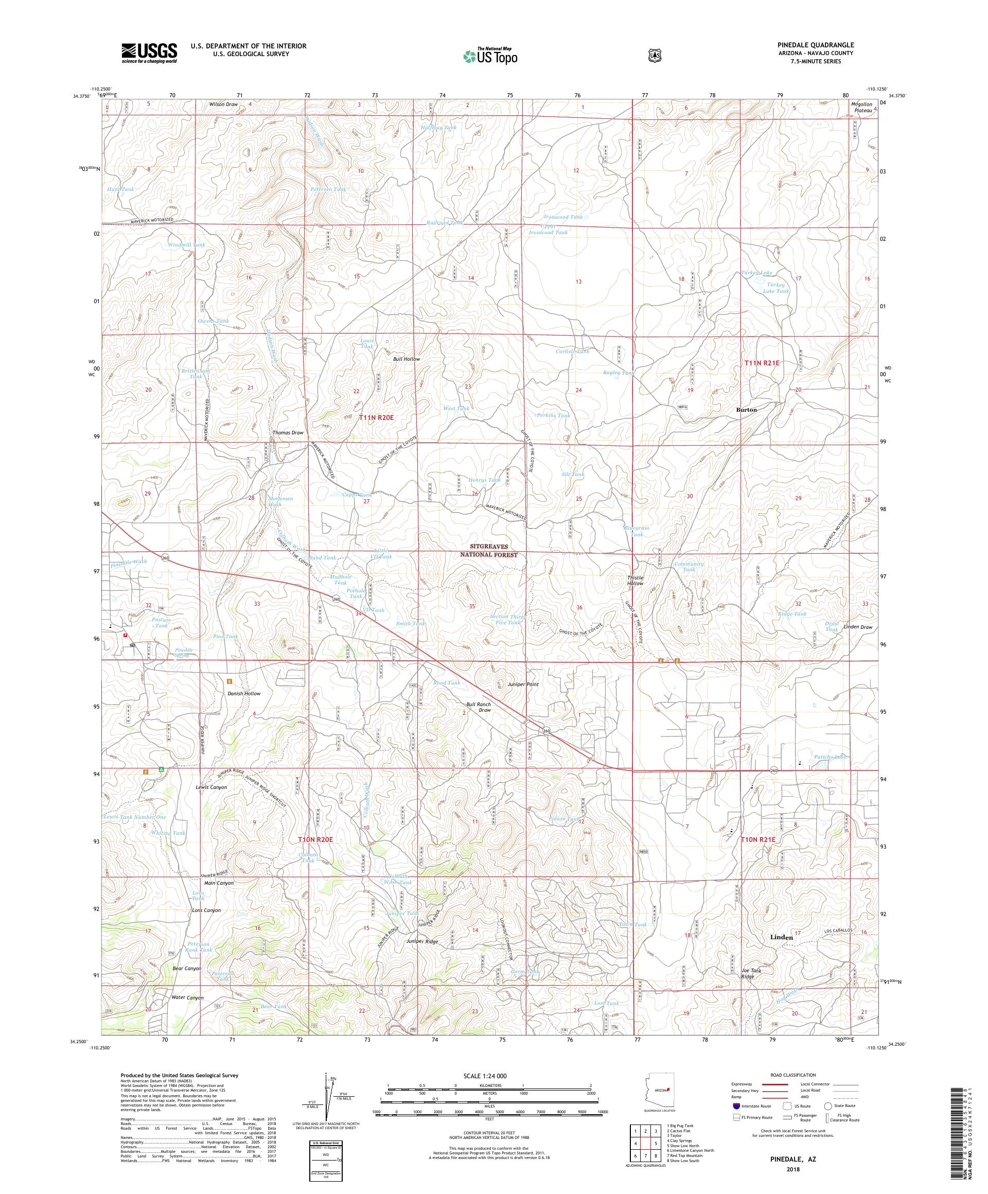 MyTopo Pinedale, Arizona USGS Quad Topo Map