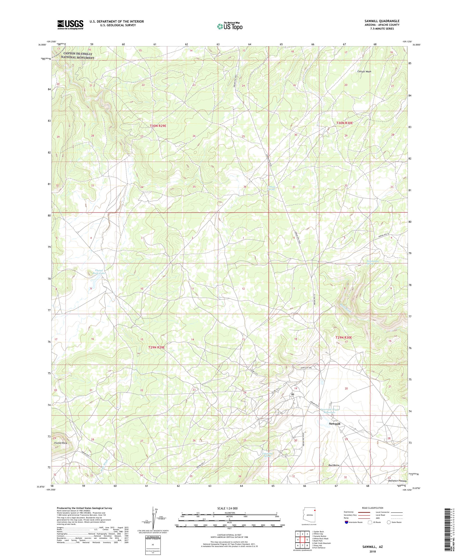 MyTopo Sawmill, Arizona USGS Quad Topo Map