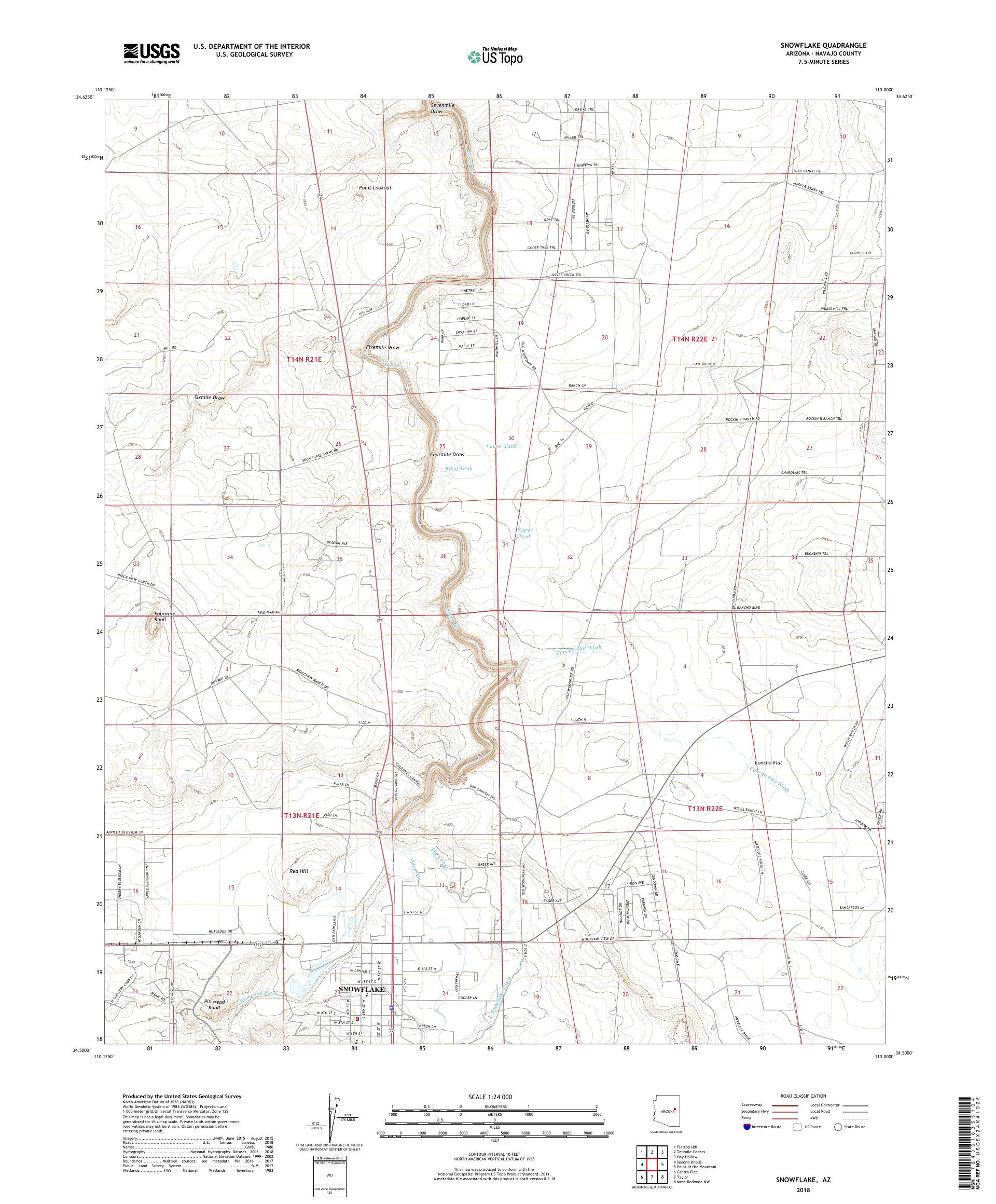 MyTopo Snowflake, Arizona USGS Quad Topo Map
