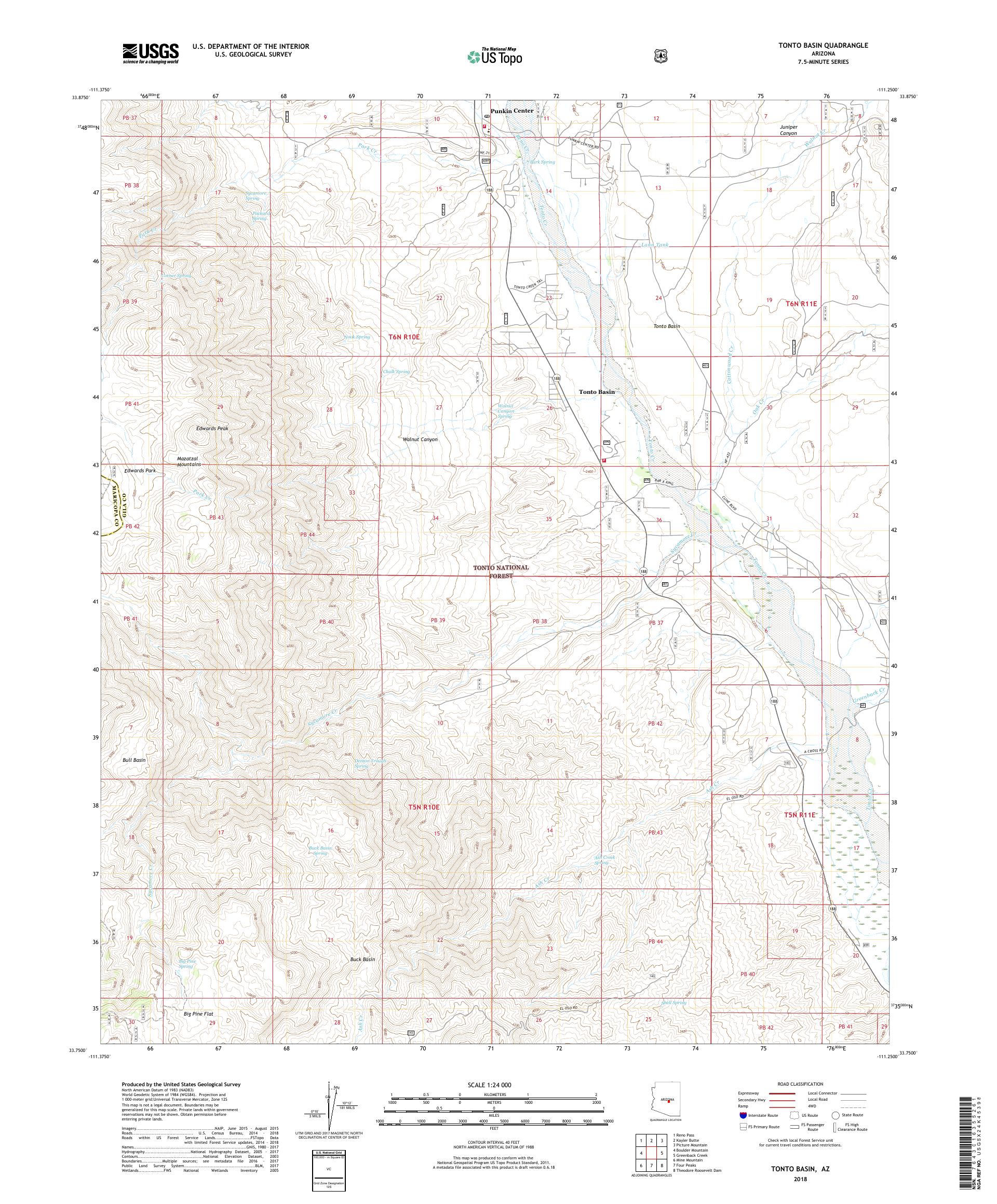 MyTopo Tonto Basin, Arizona USGS Quad Topo Map