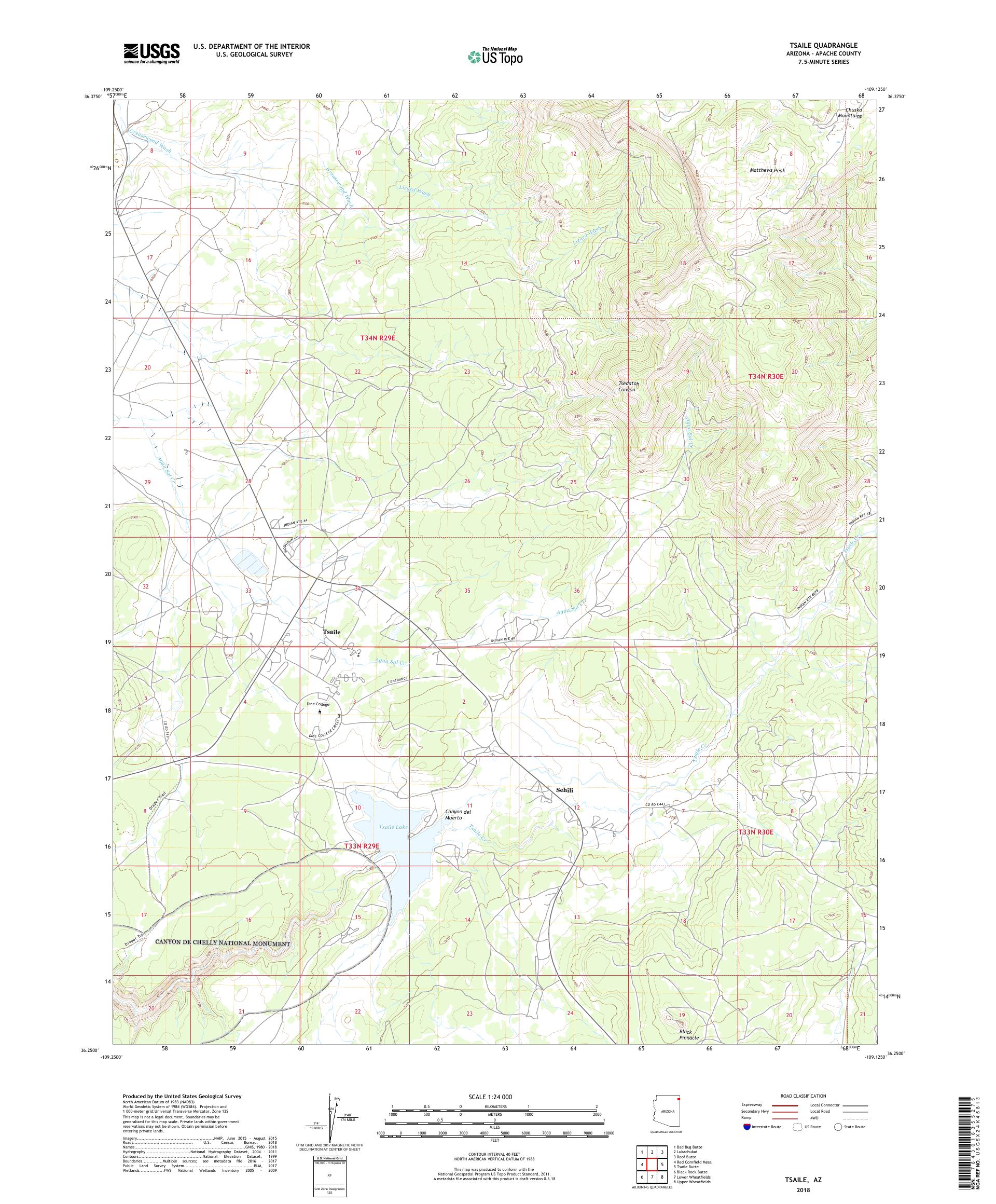 MyTopo Tsaile, Arizona USGS Quad Topo Map