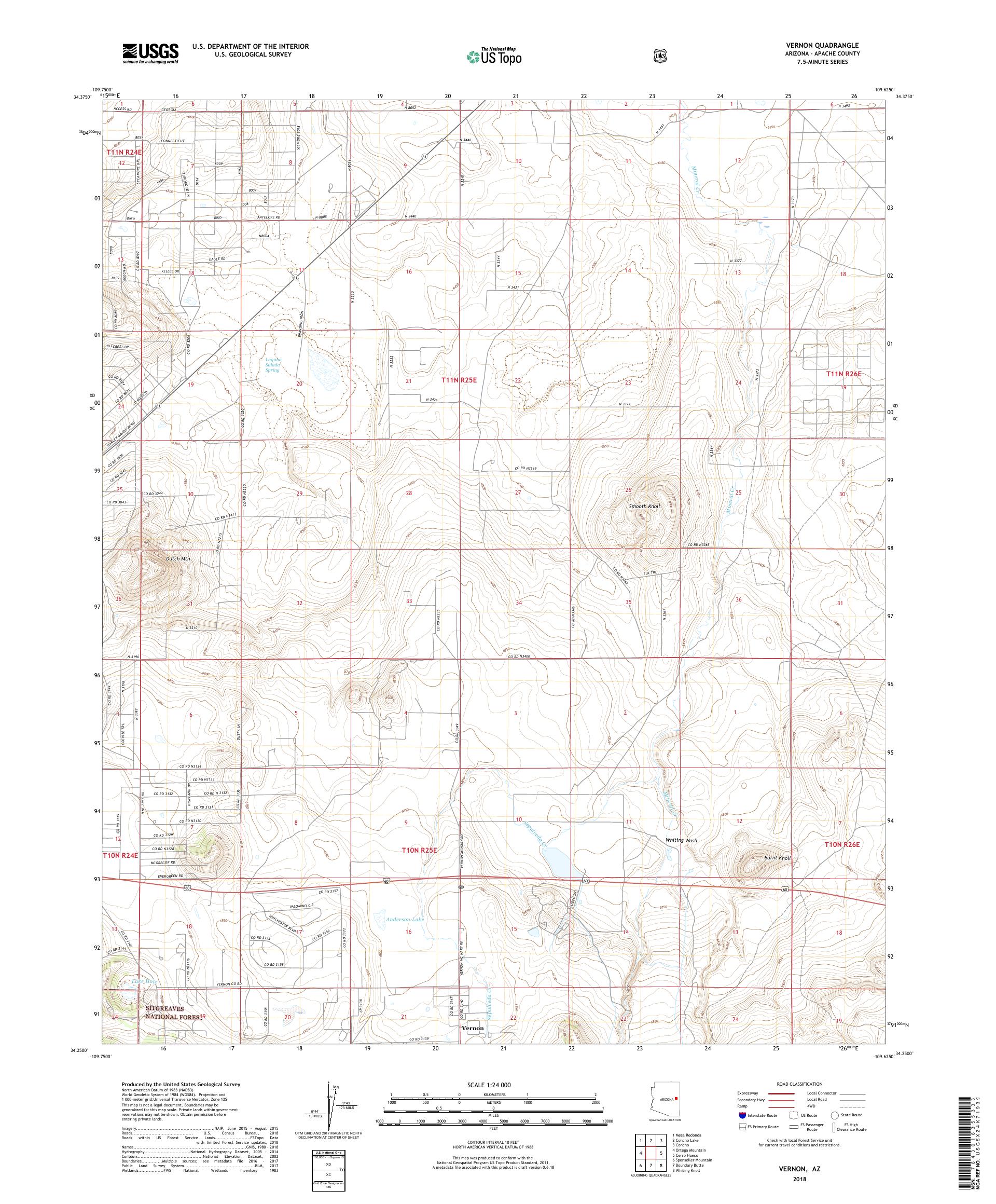MyTopo Vernon, Arizona USGS Quad Topo Map