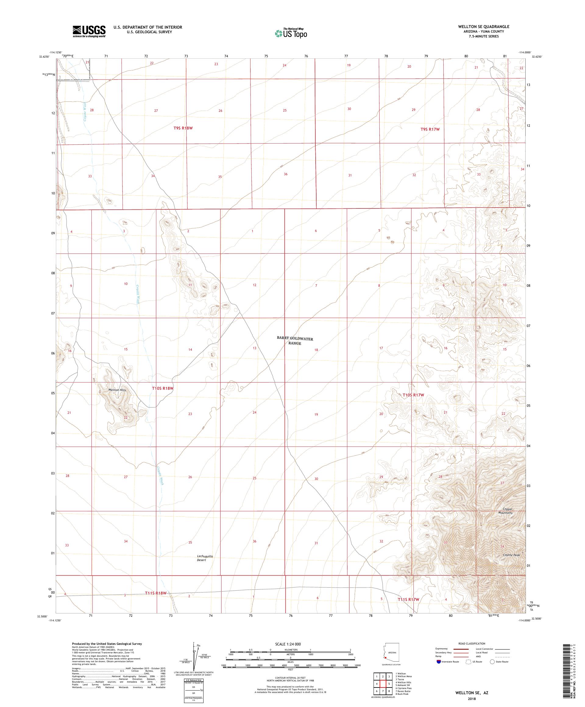 MyTopo Wellton SE, Arizona USGS Quad Topo Map