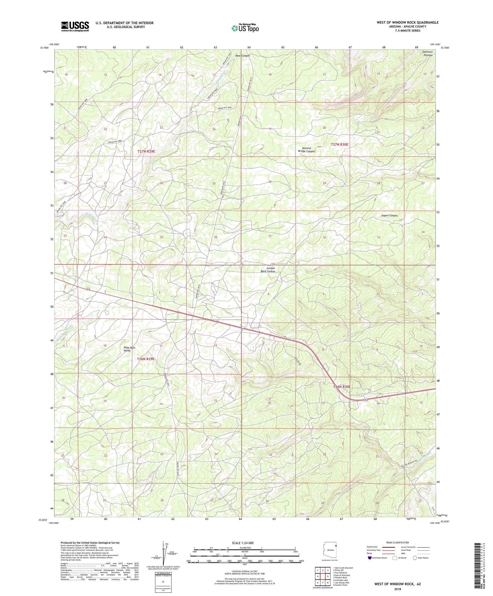 MyTopo West of Window Rock, Arizona USGS Quad Topo Map
