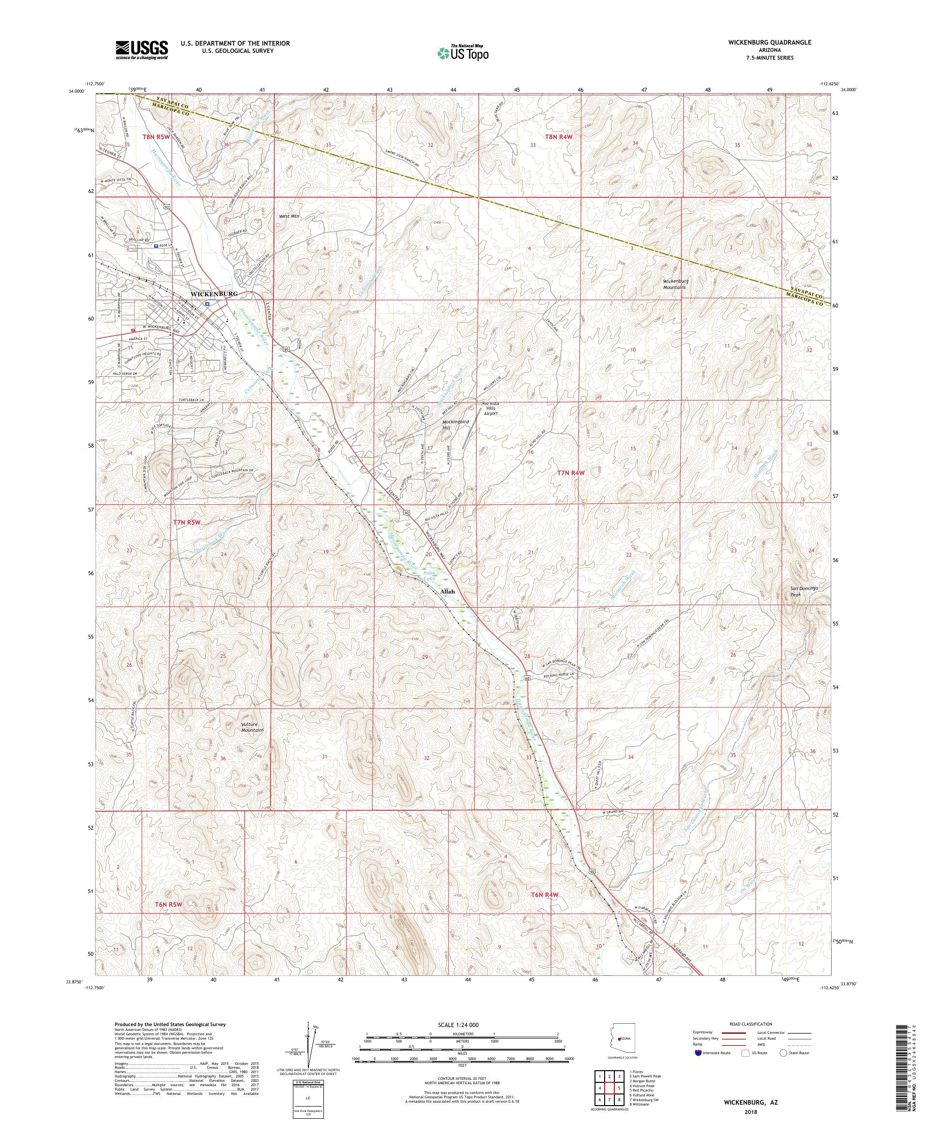 MyTopo Wickenburg, Arizona USGS Quad Topo Map