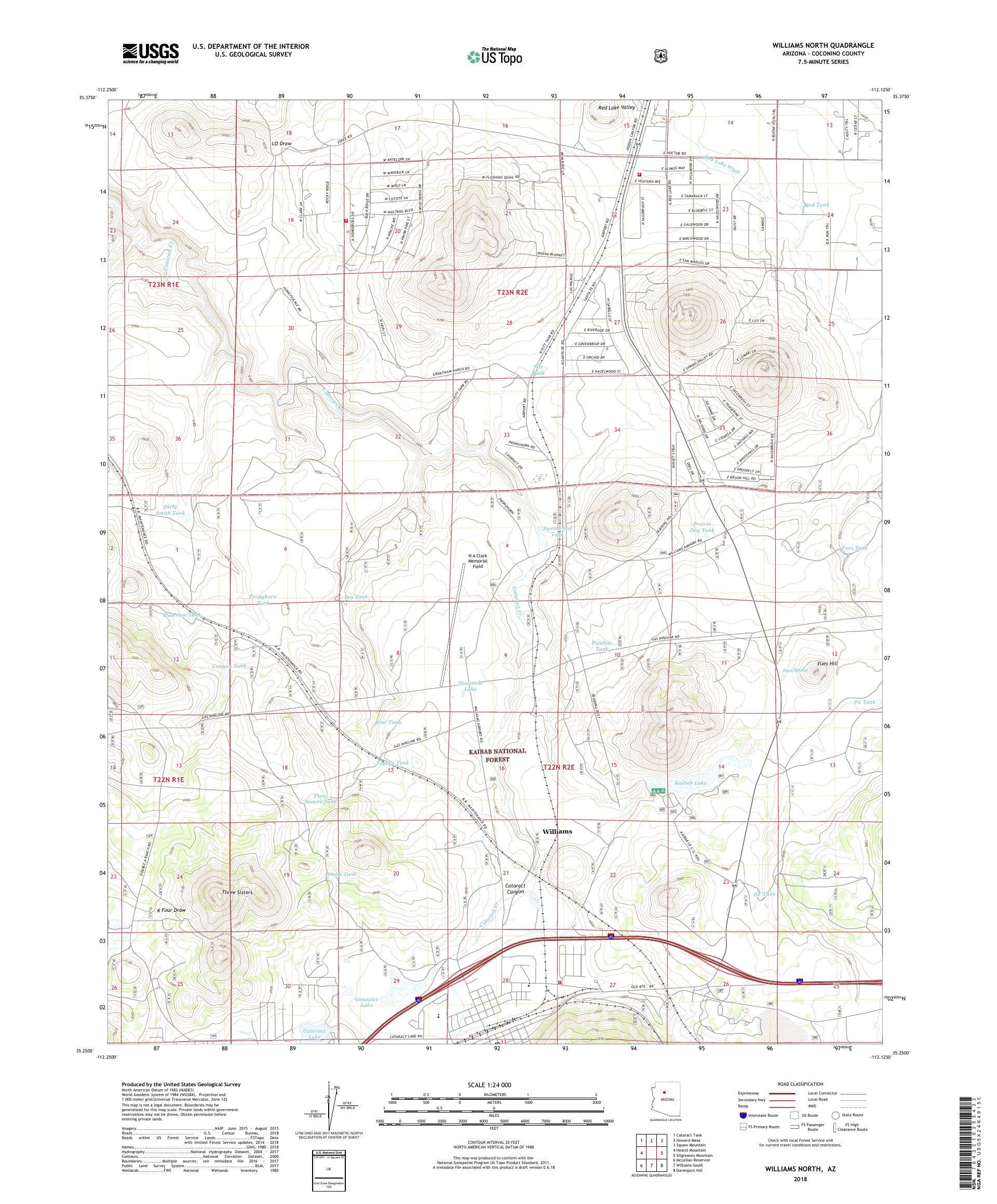 MyTopo Williams North, Arizona USGS Quad Topo Map