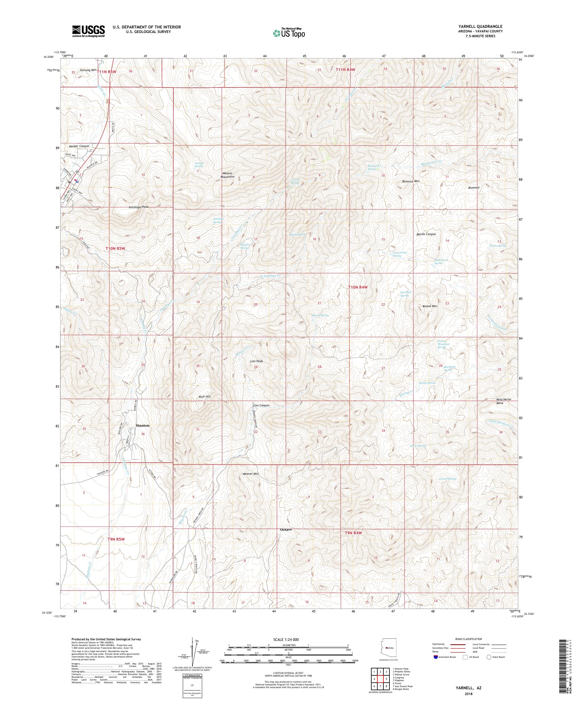 MyTopo Yarnell, Arizona USGS Quad Topo Map