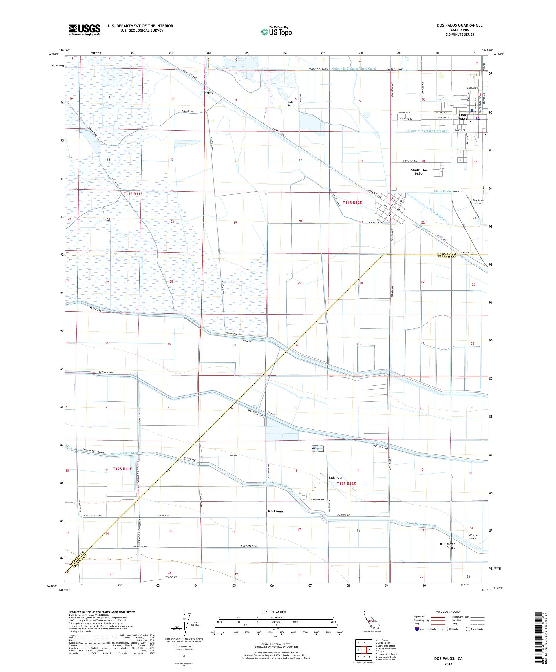 MyTopo Dos Palos, California USGS Quad Topo Map