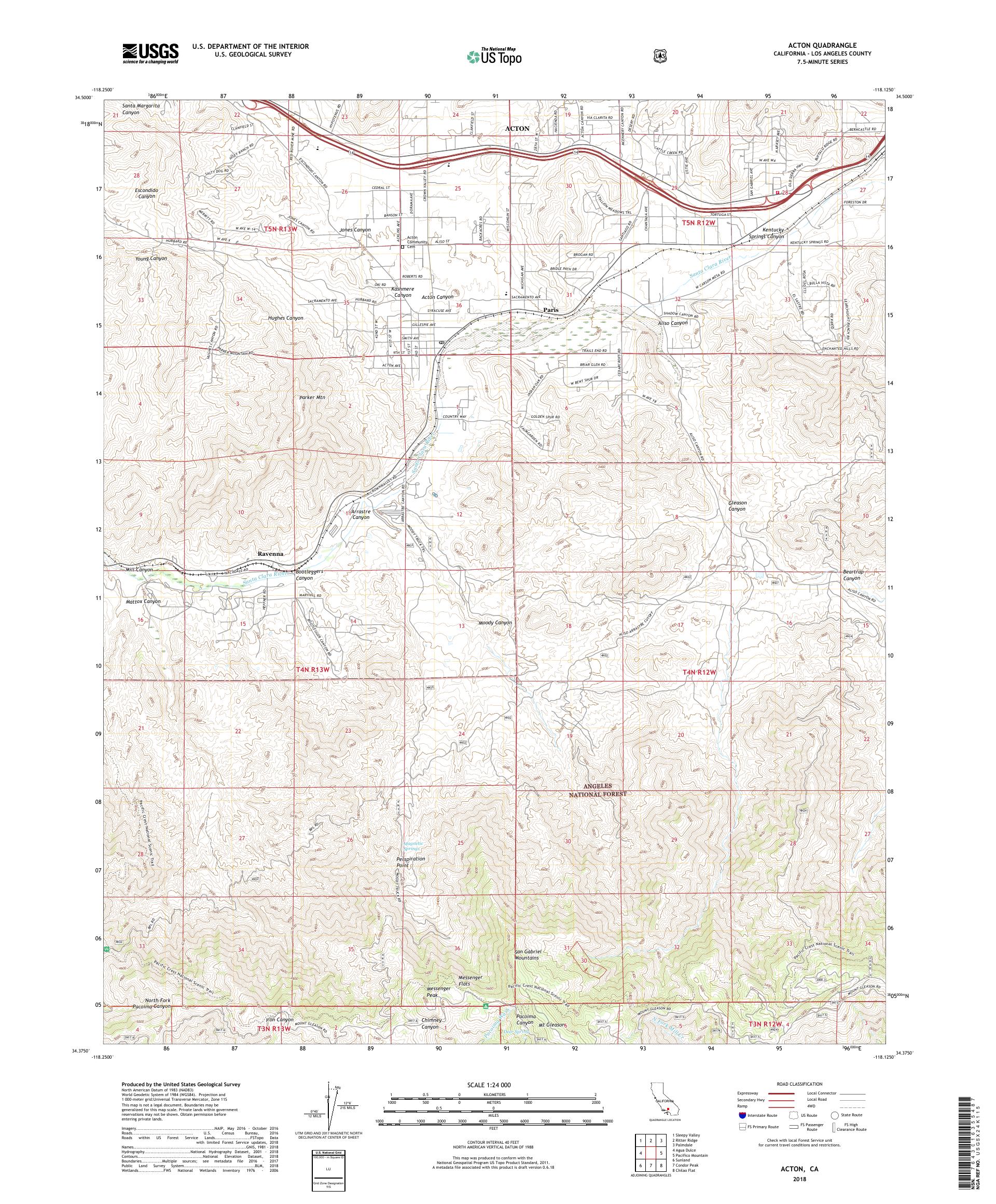 MyTopo Acton, California USGS Quad Topo Map