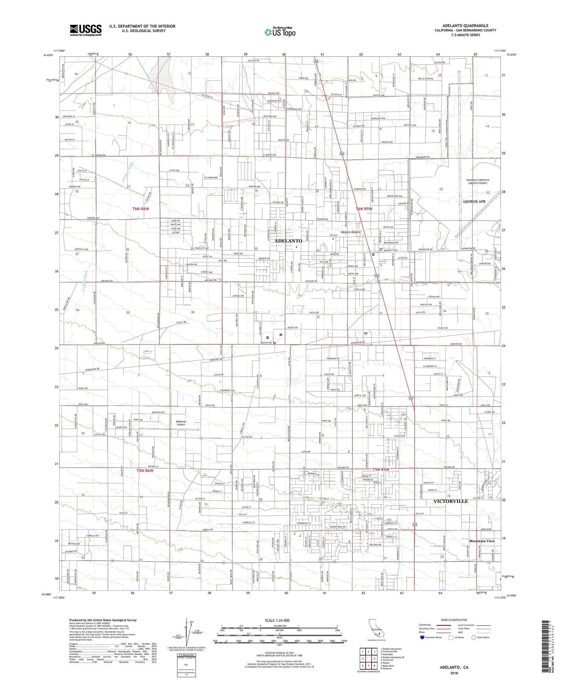 MyTopo Adelanto, California USGS Quad Topo Map