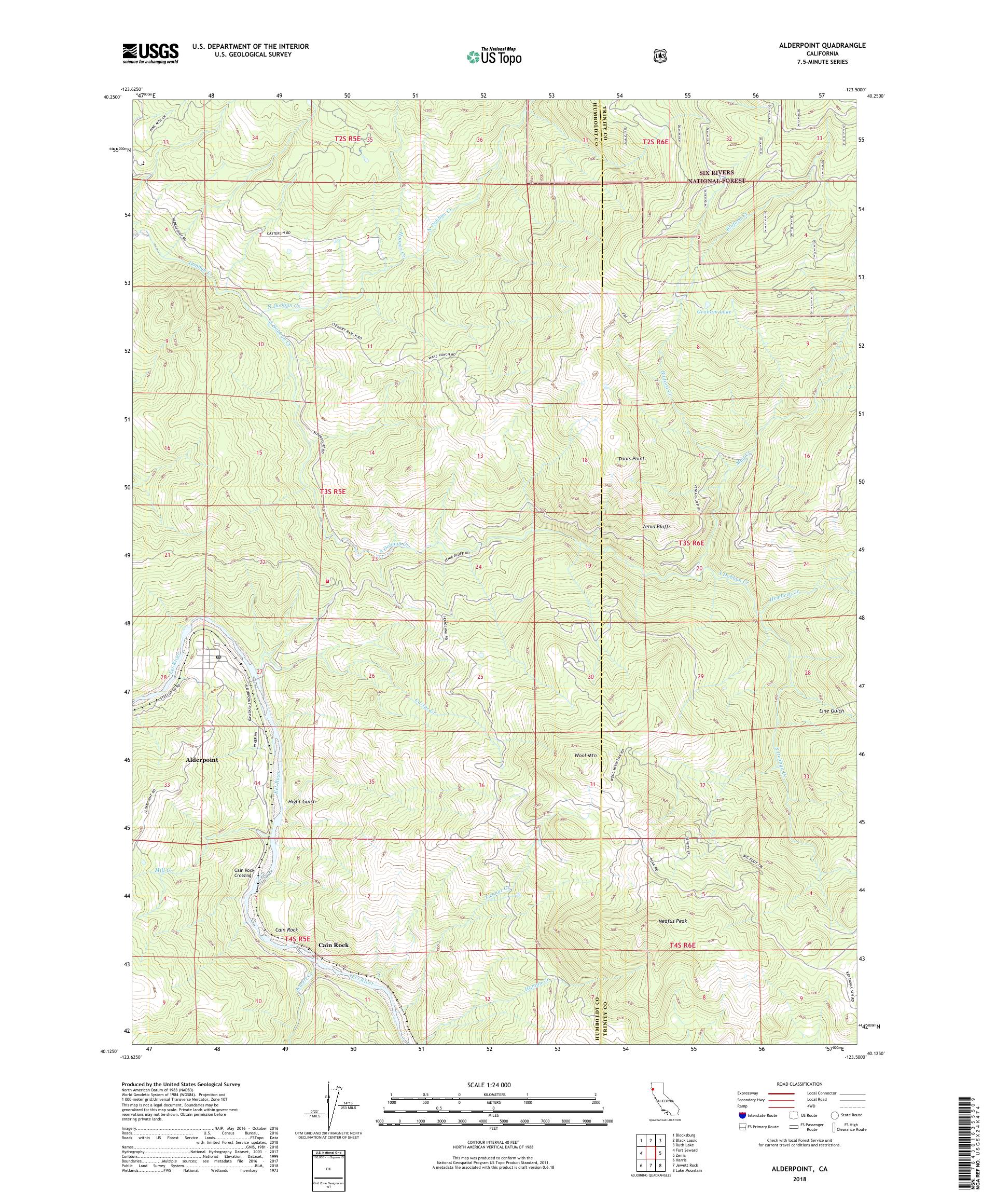MyTopo Alderpoint, California USGS Quad Topo Map