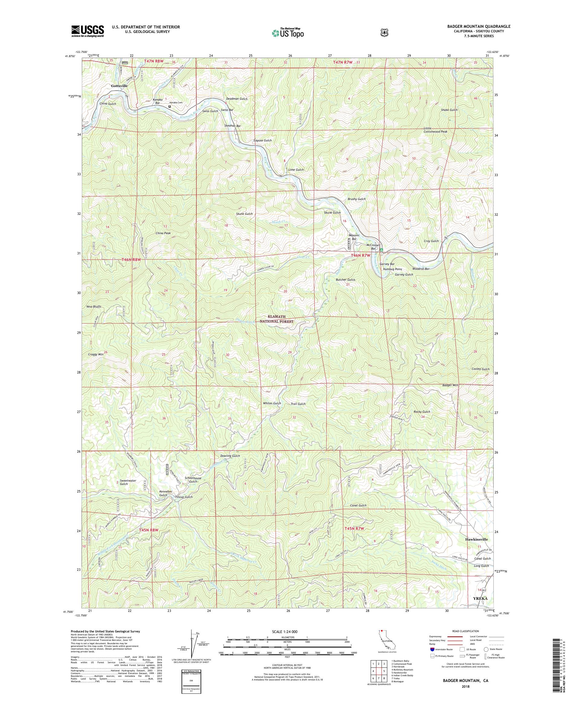 MyTopo Badger Mountain, California USGS Quad Topo Map