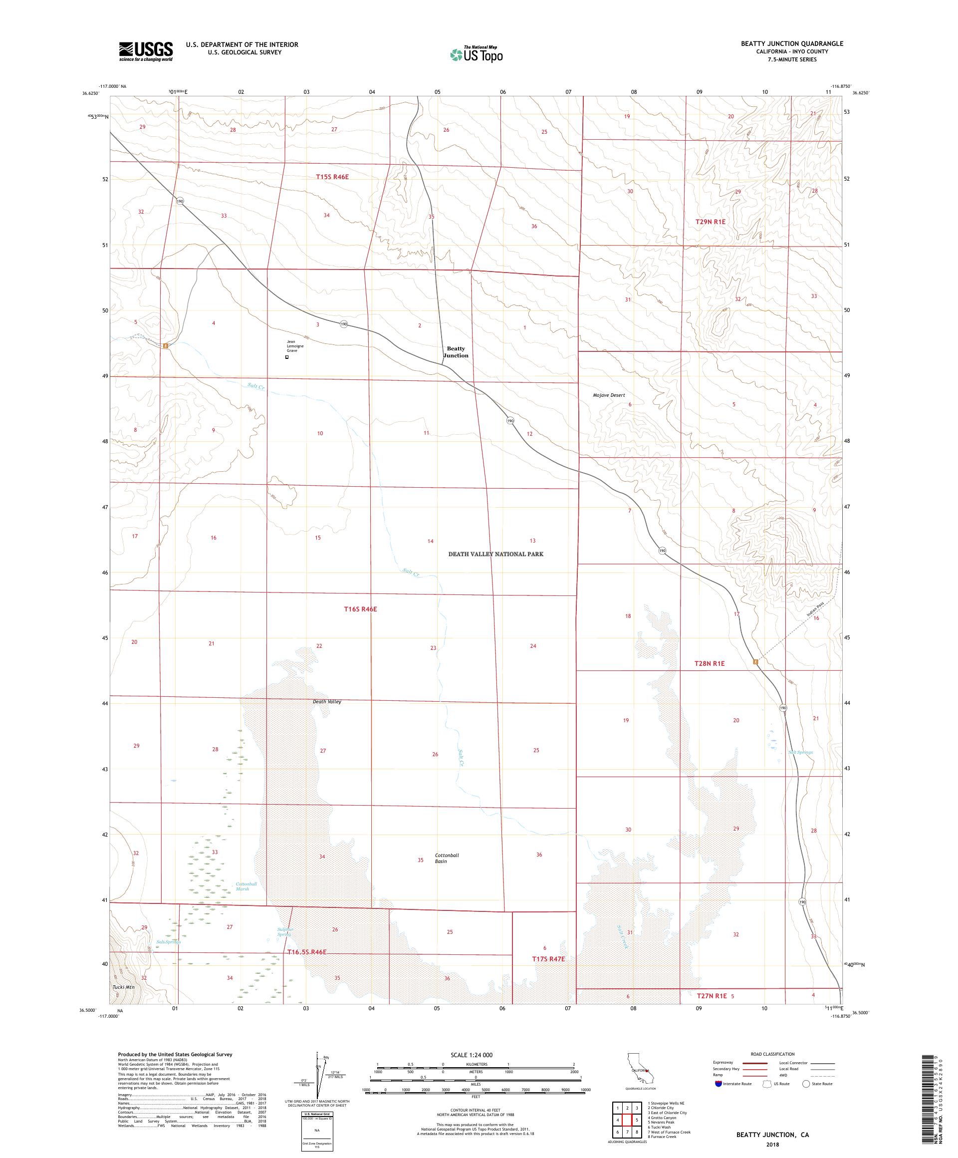MyTopo Beatty Junction, California USGS Quad Topo Map