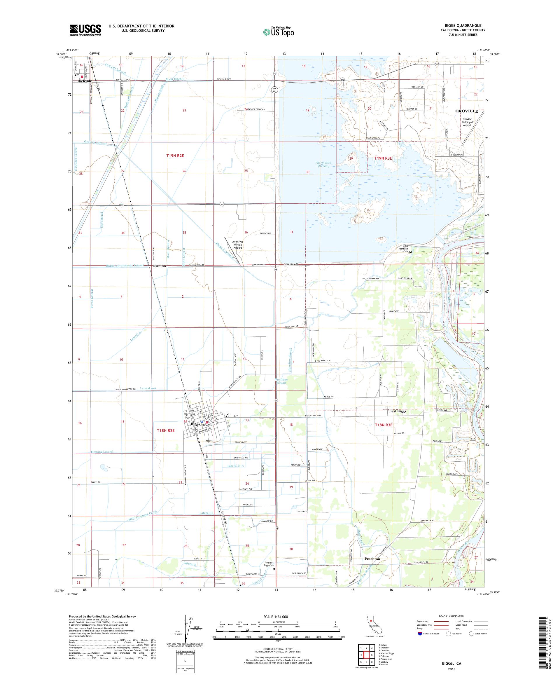MyTopo Biggs, California USGS Quad Topo Map