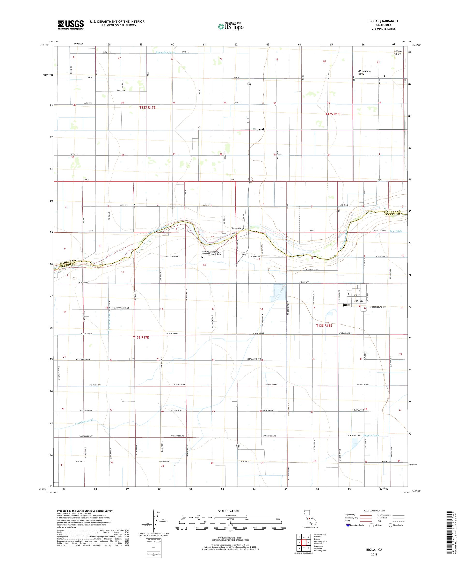 MyTopo Biola, California USGS Quad Topo Map