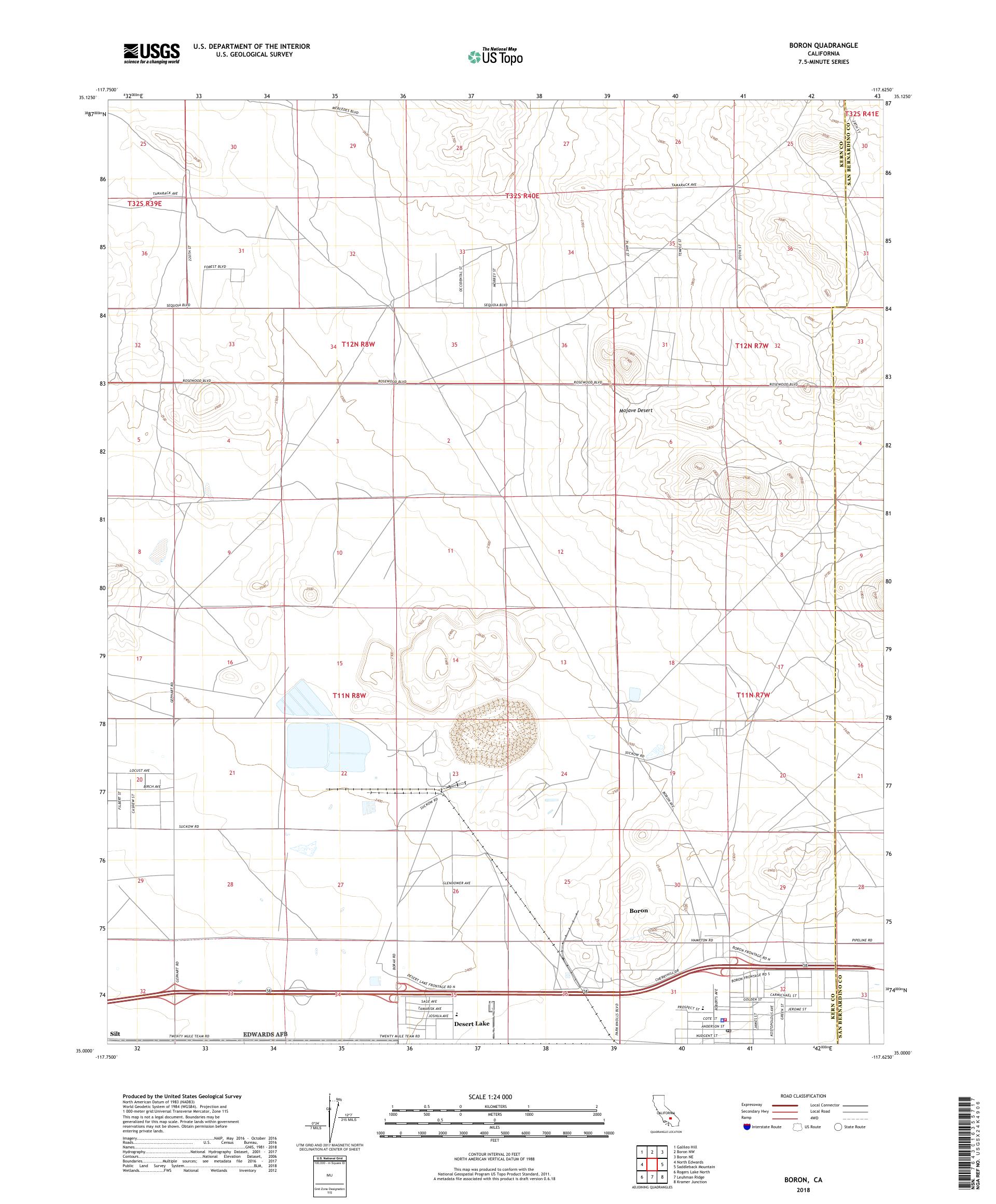 MyTopo Boron, California USGS Quad Topo Map