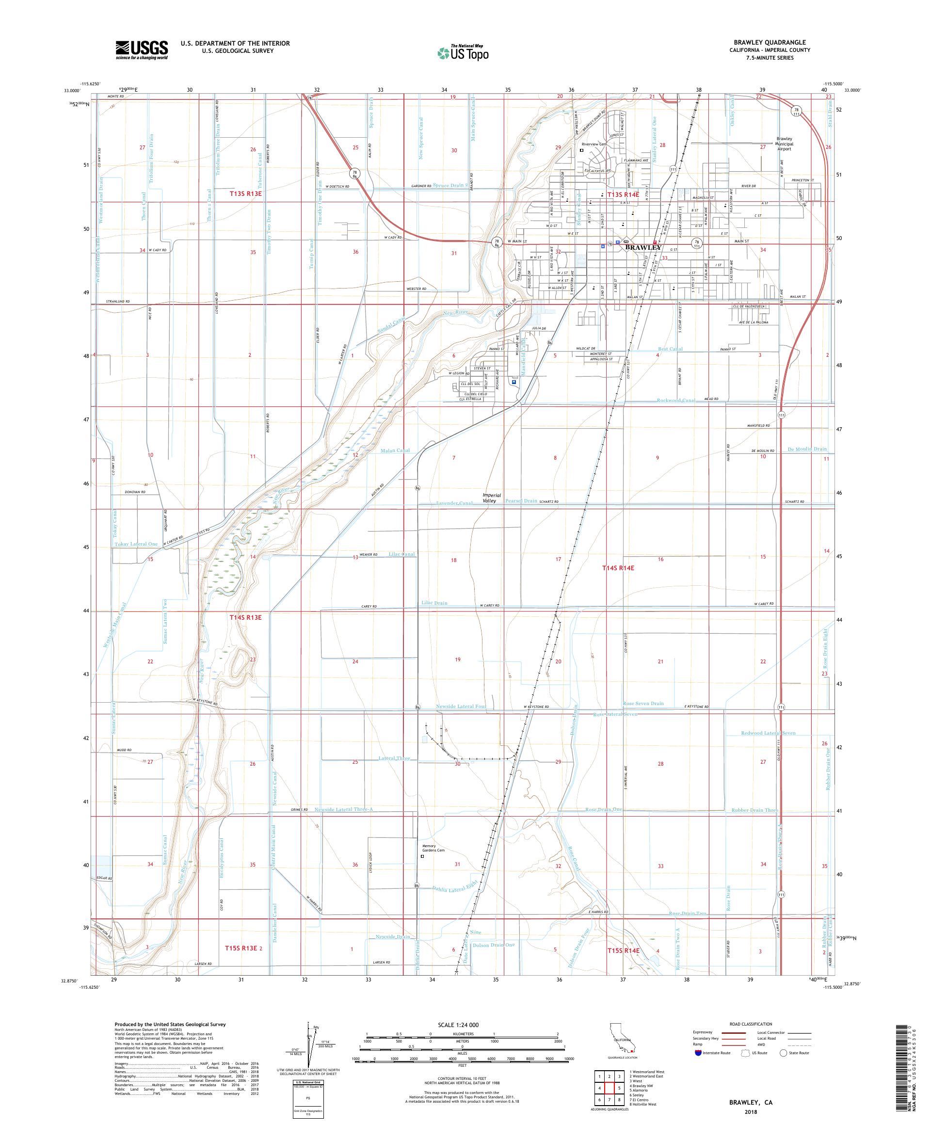 MyTopo Brawley, California USGS Quad Topo Map