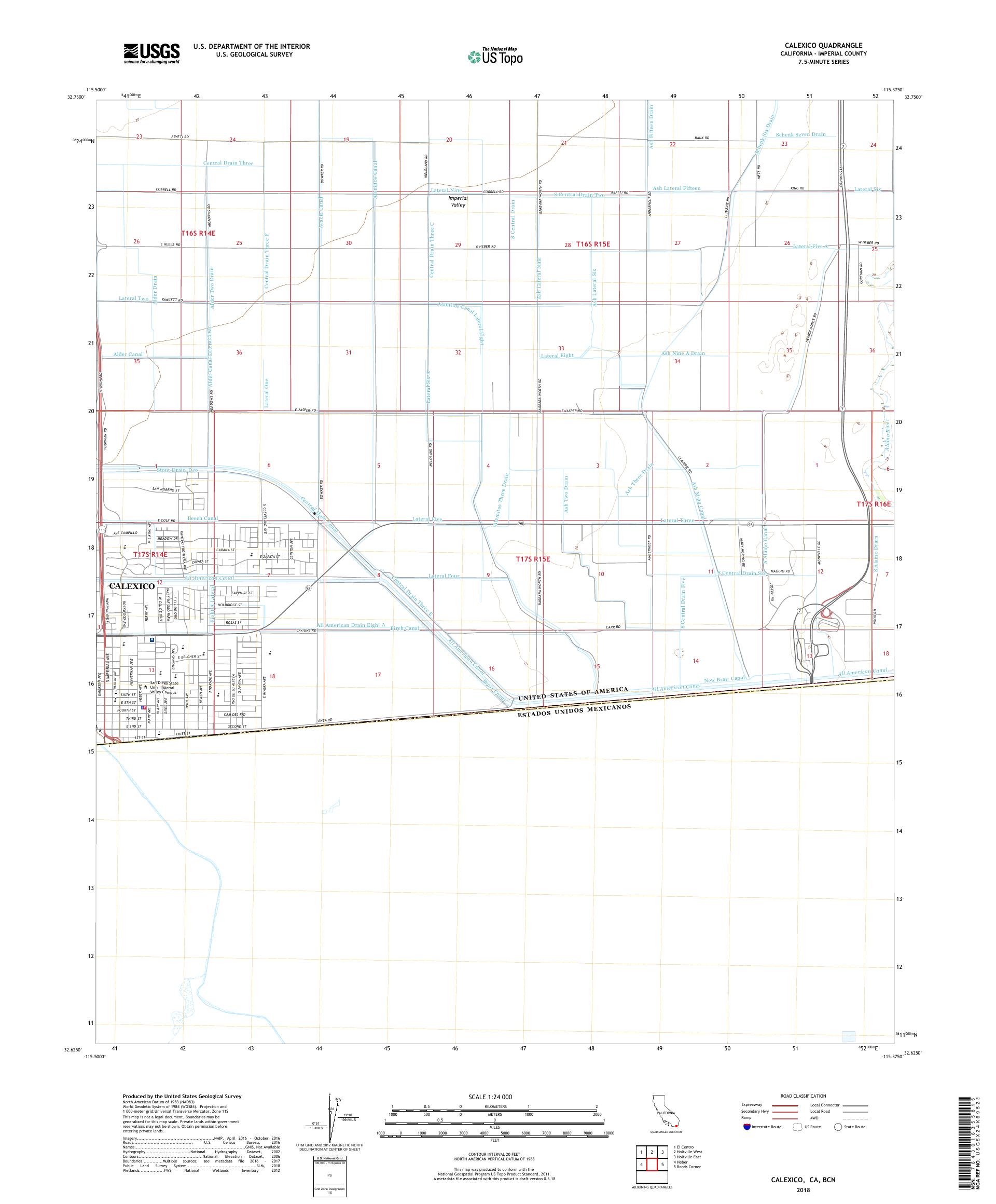 MyTopo Calexico, California USGS Quad Topo Map