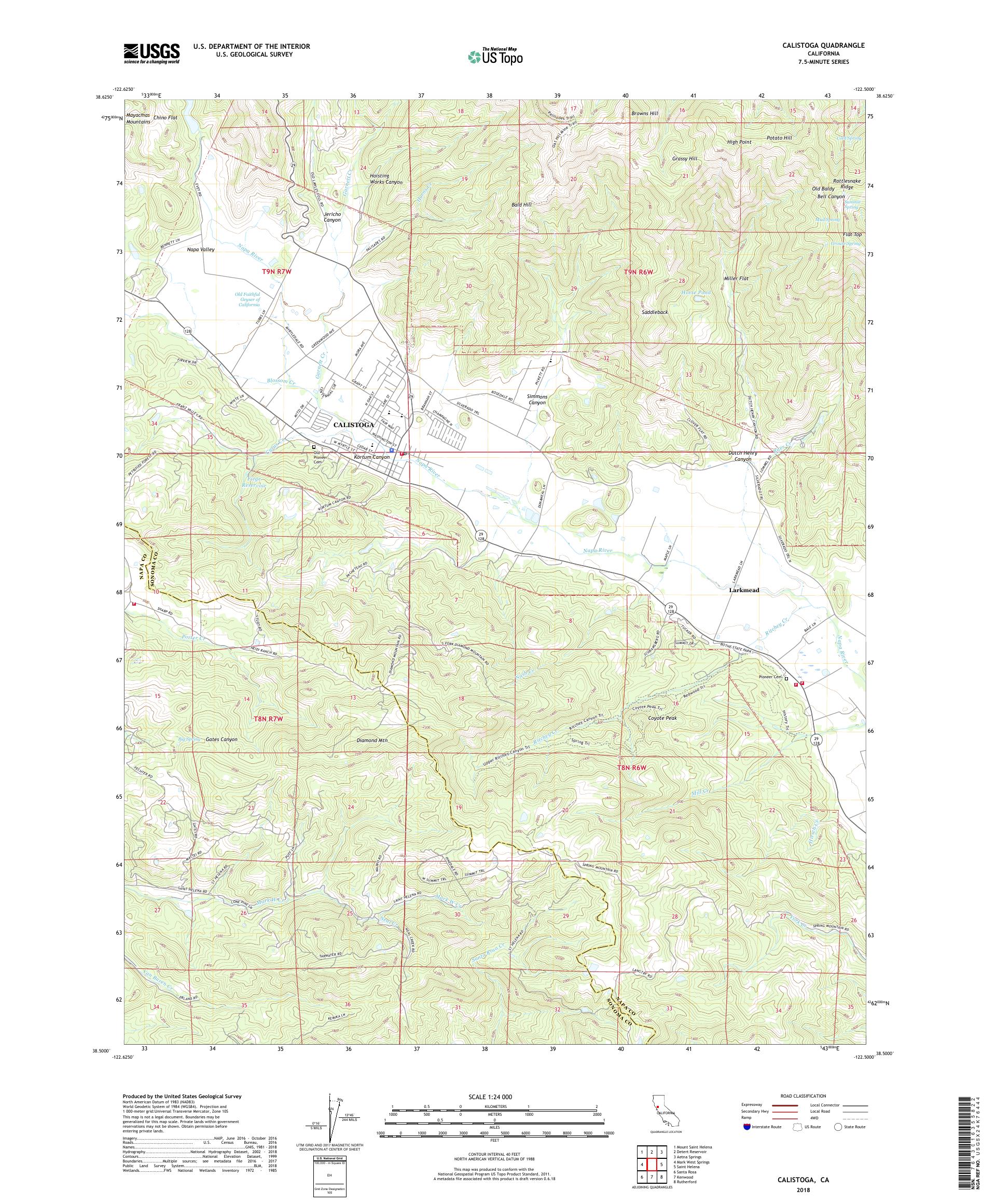MyTopo Calistoga, California USGS Quad Topo Map