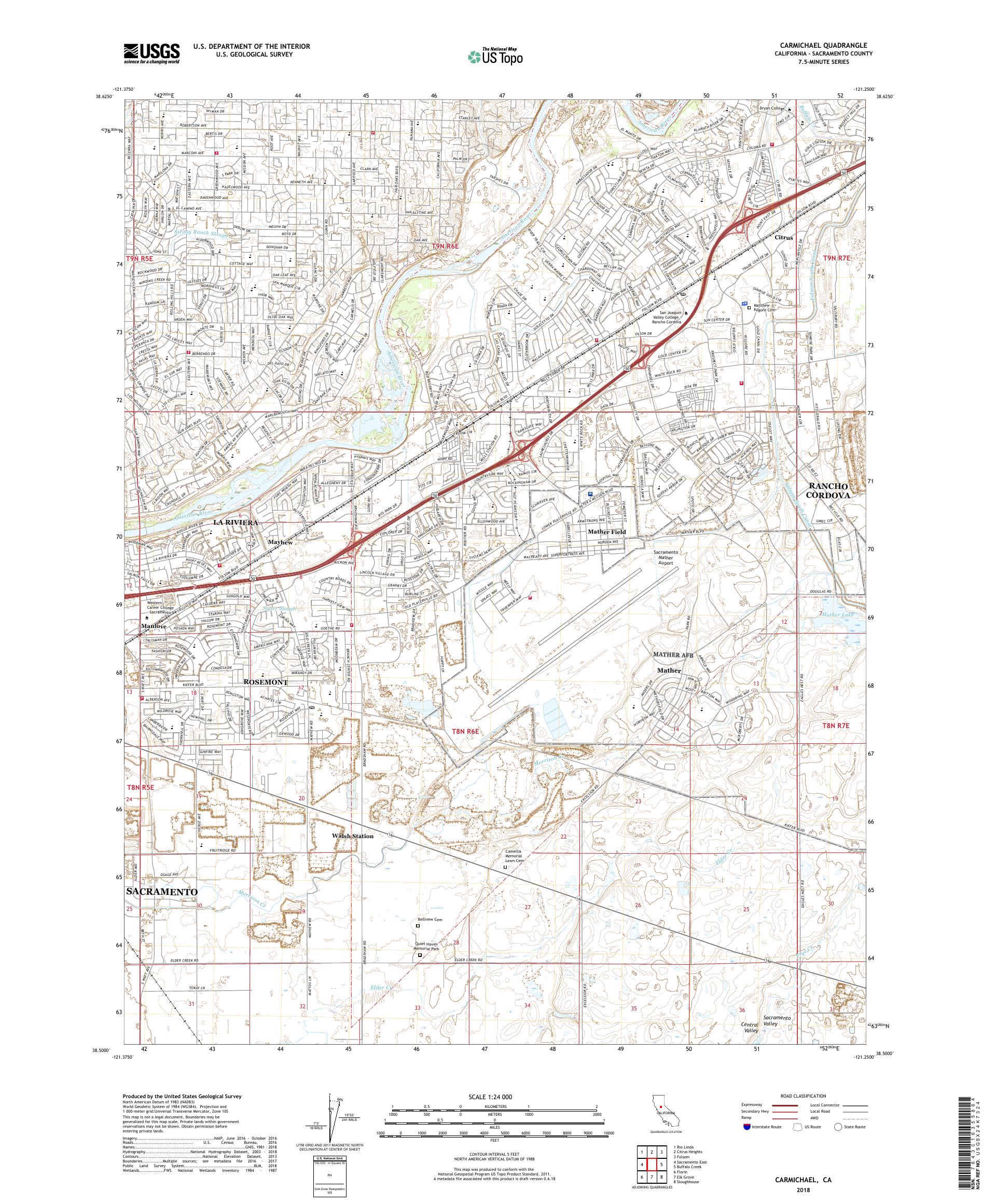 MyTopo Carmichael, California USGS Quad Topo Map