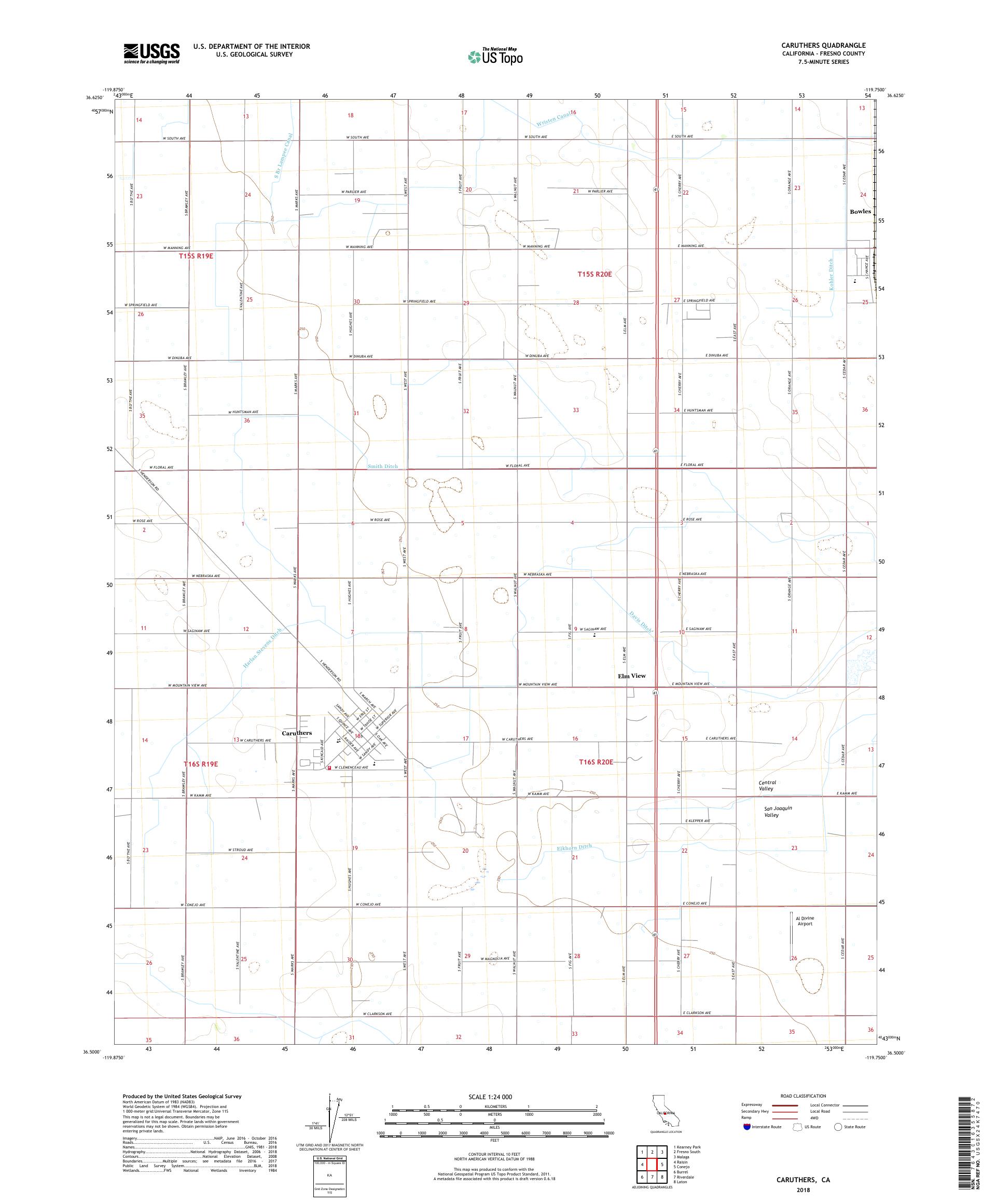MyTopo Caruthers, California USGS Quad Topo Map
