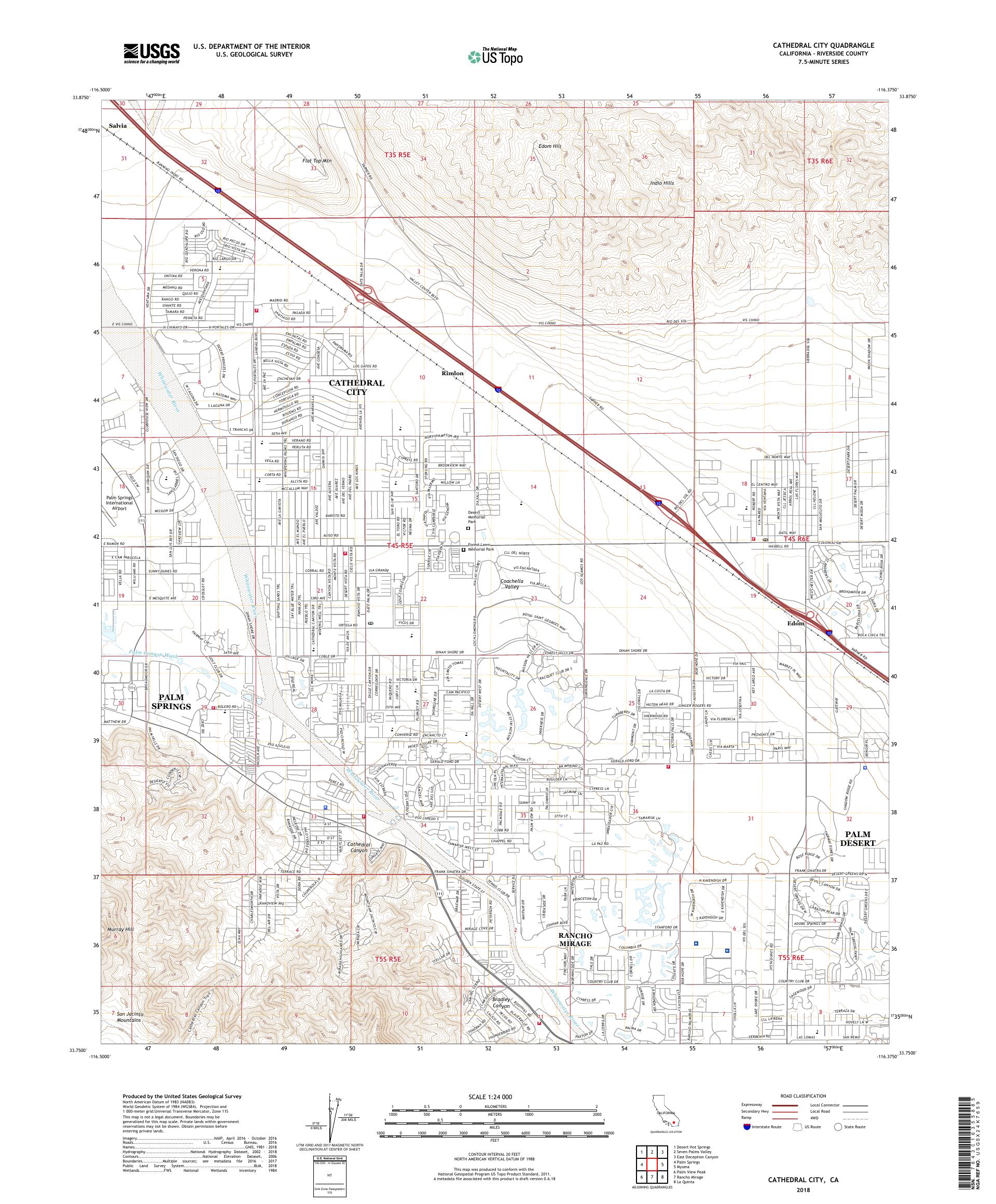 MyTopo Cathedral City, California USGS Quad Topo Map
