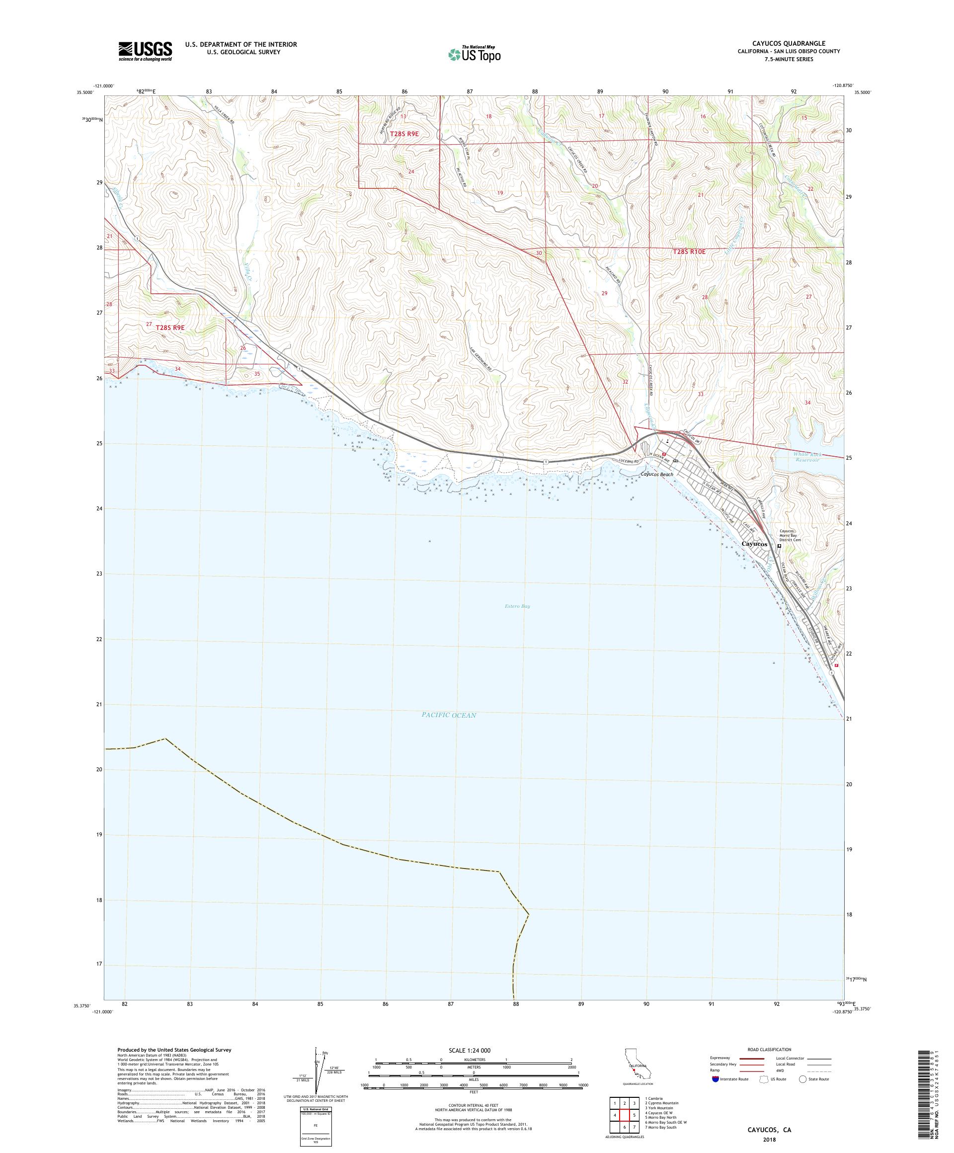 MyTopo Cayucos, California USGS Quad Topo Map