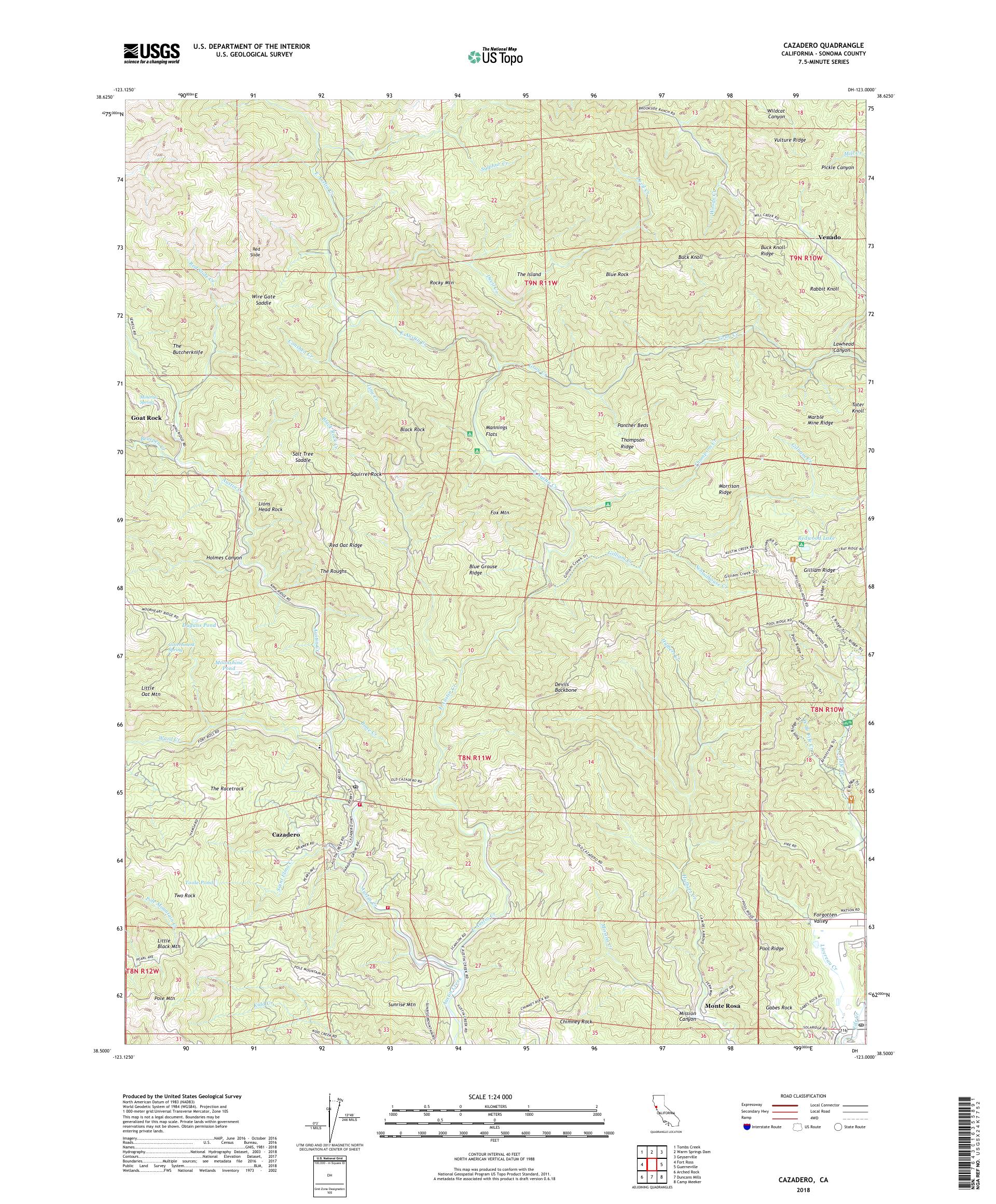 MyTopo Cazadero, California USGS Quad Topo Map