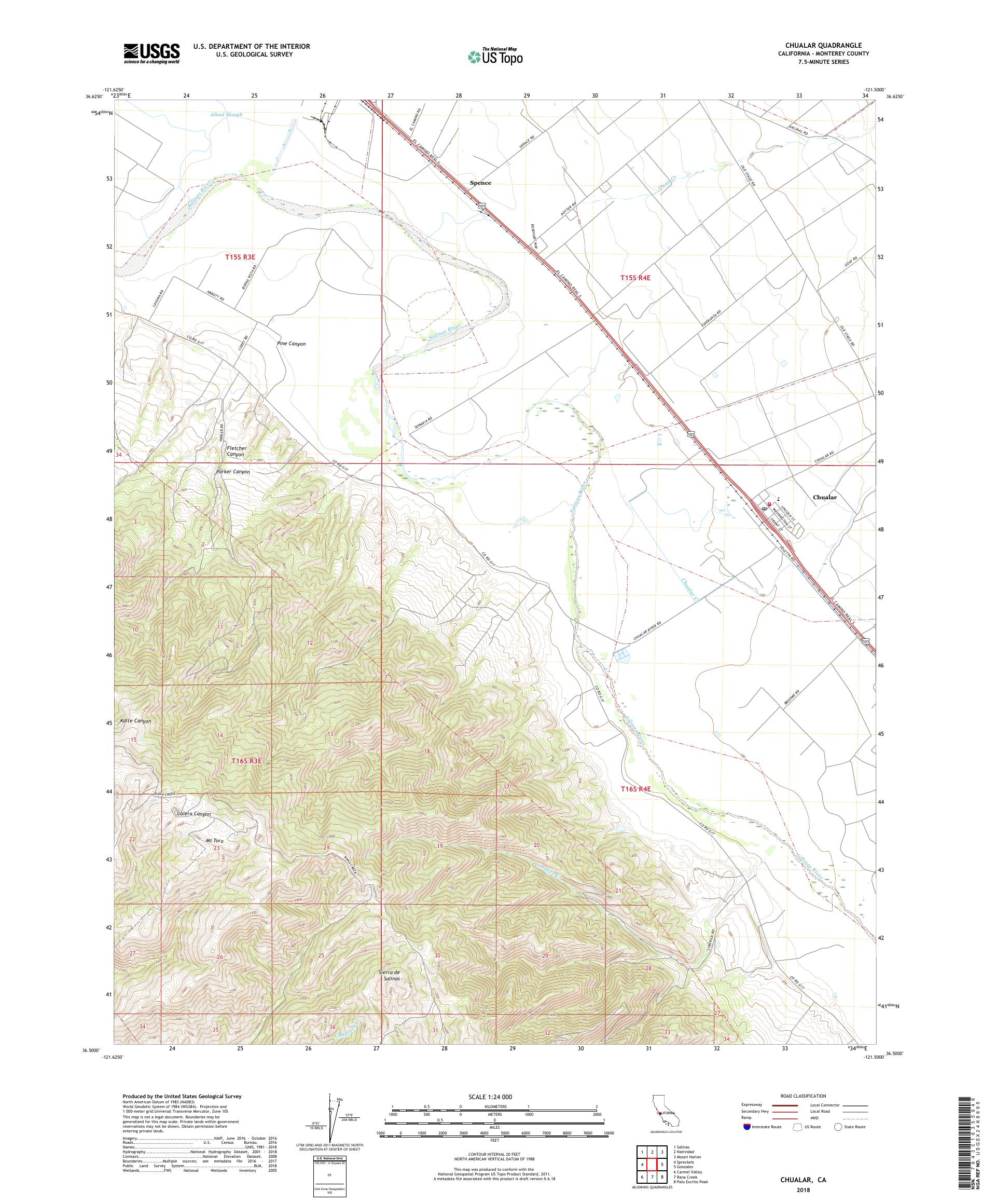 MyTopo Chualar, California USGS Quad Topo Map