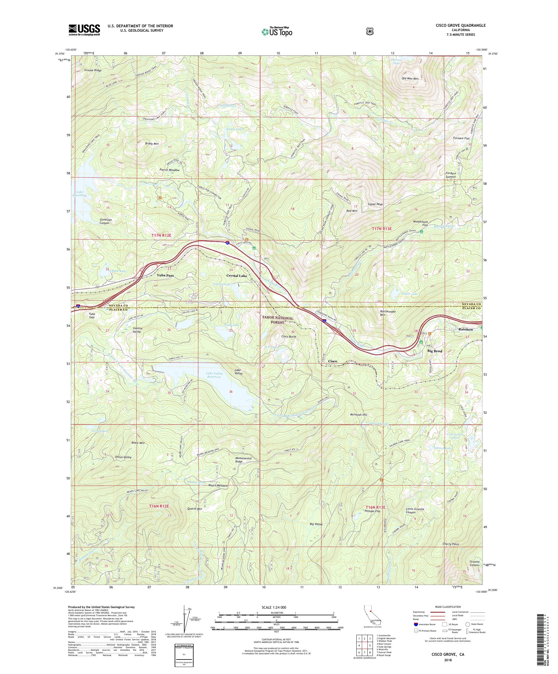 MyTopo Cisco Grove, California USGS Quad Topo Map