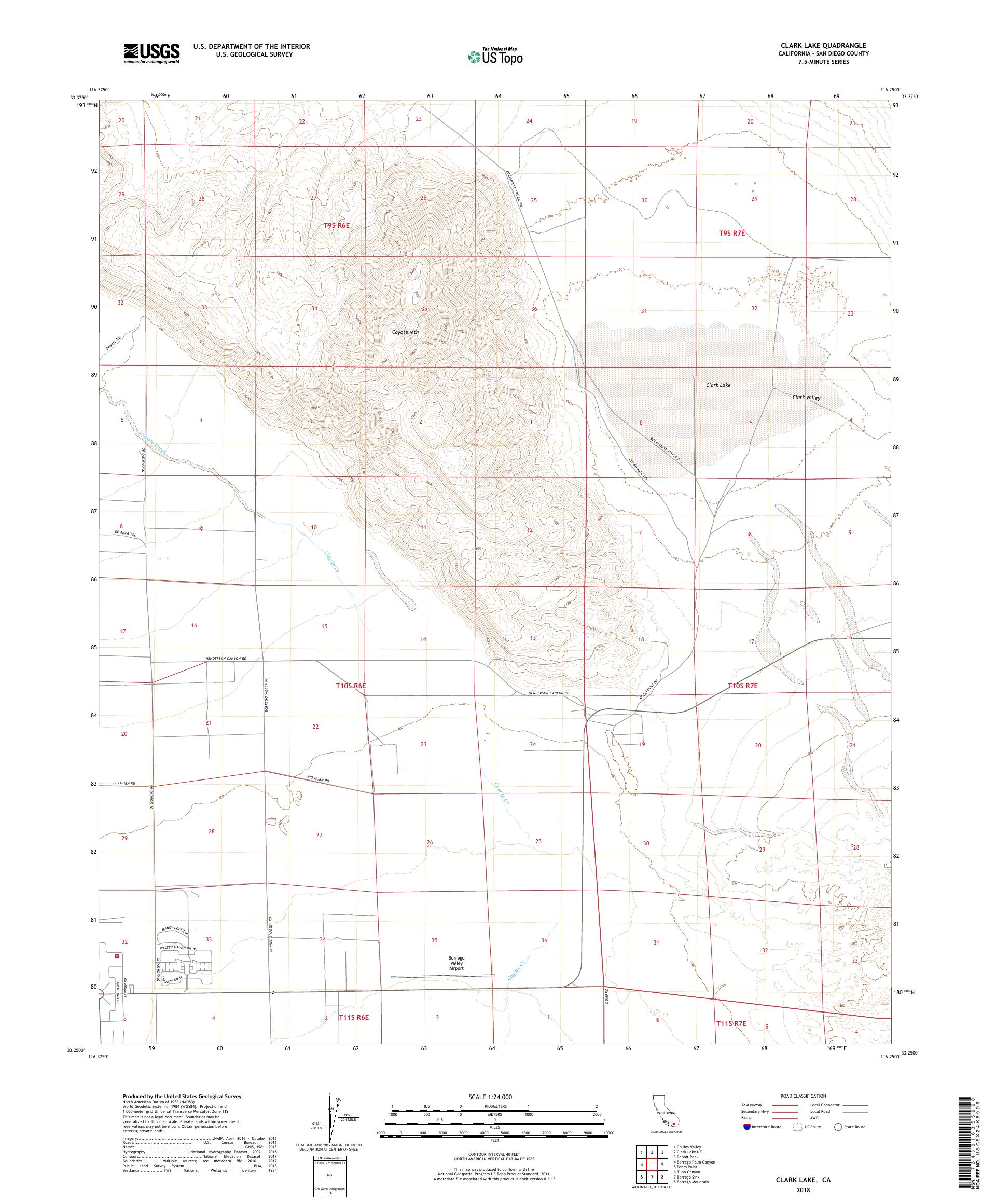 MyTopo Clark Lake, California USGS Quad Topo Map