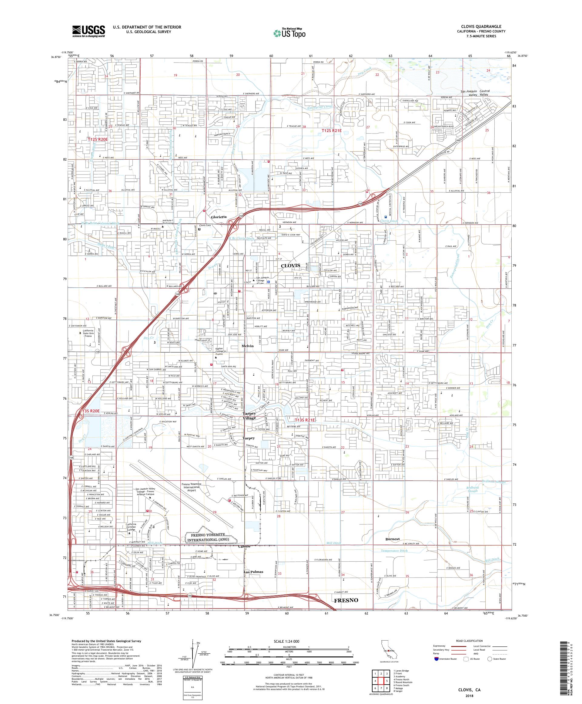 MyTopo Clovis, California USGS Quad Topo Map