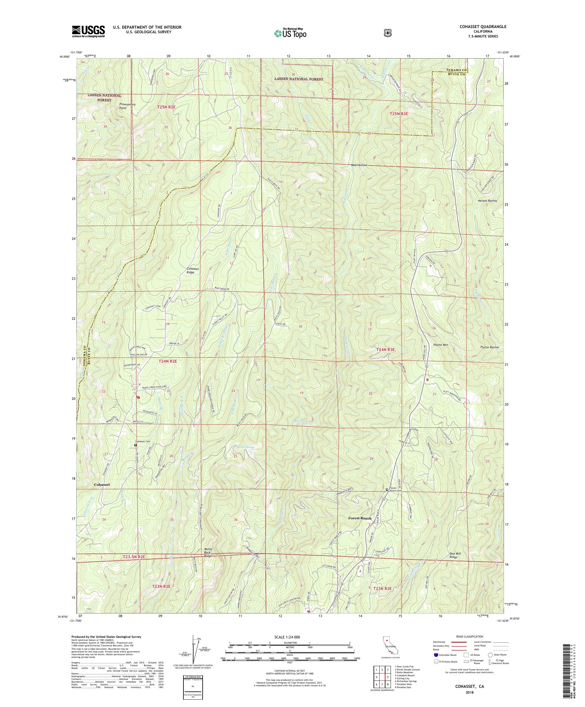 MyTopo Cohasset, California USGS Quad Topo Map