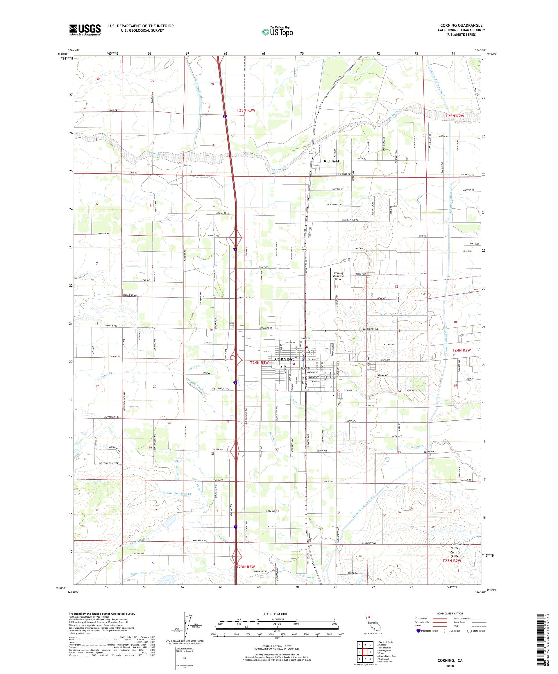MyTopo Corning, California USGS Quad Topo Map