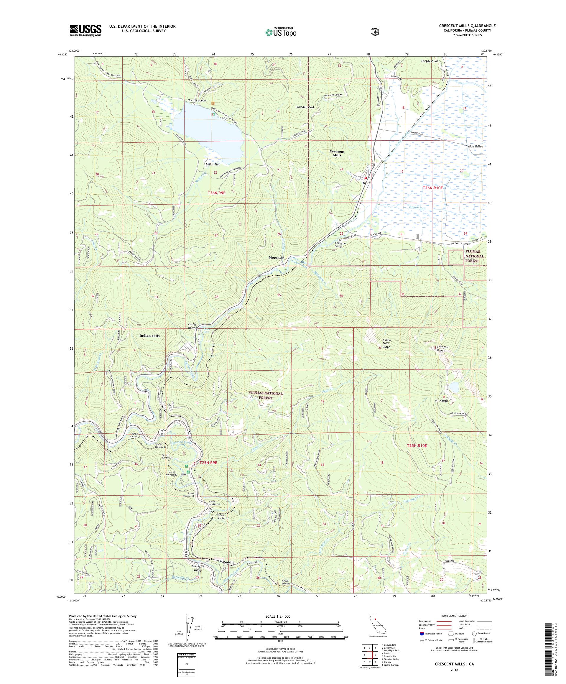 MyTopo Crescent Mills, California USGS Quad Topo Map