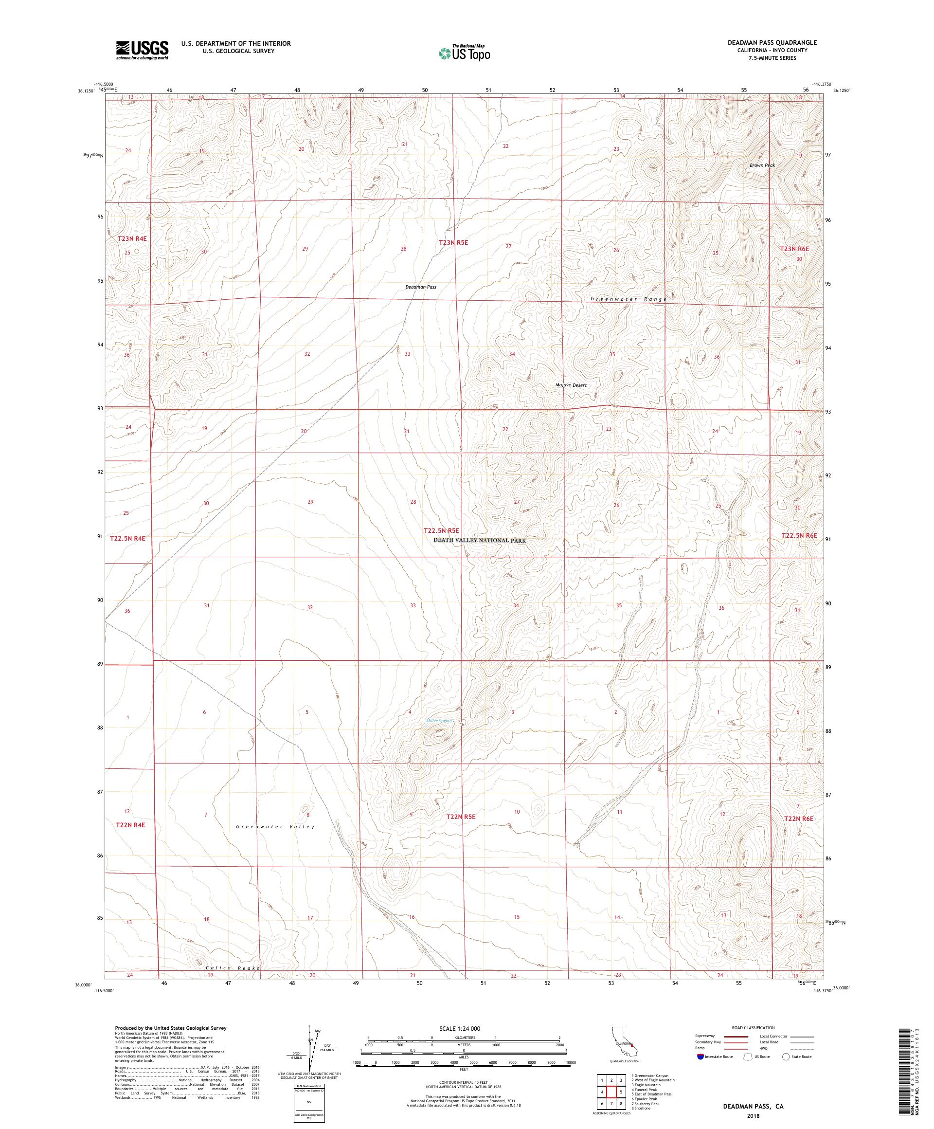 MyTopo Deadman Pass, California USGS Quad Topo Map