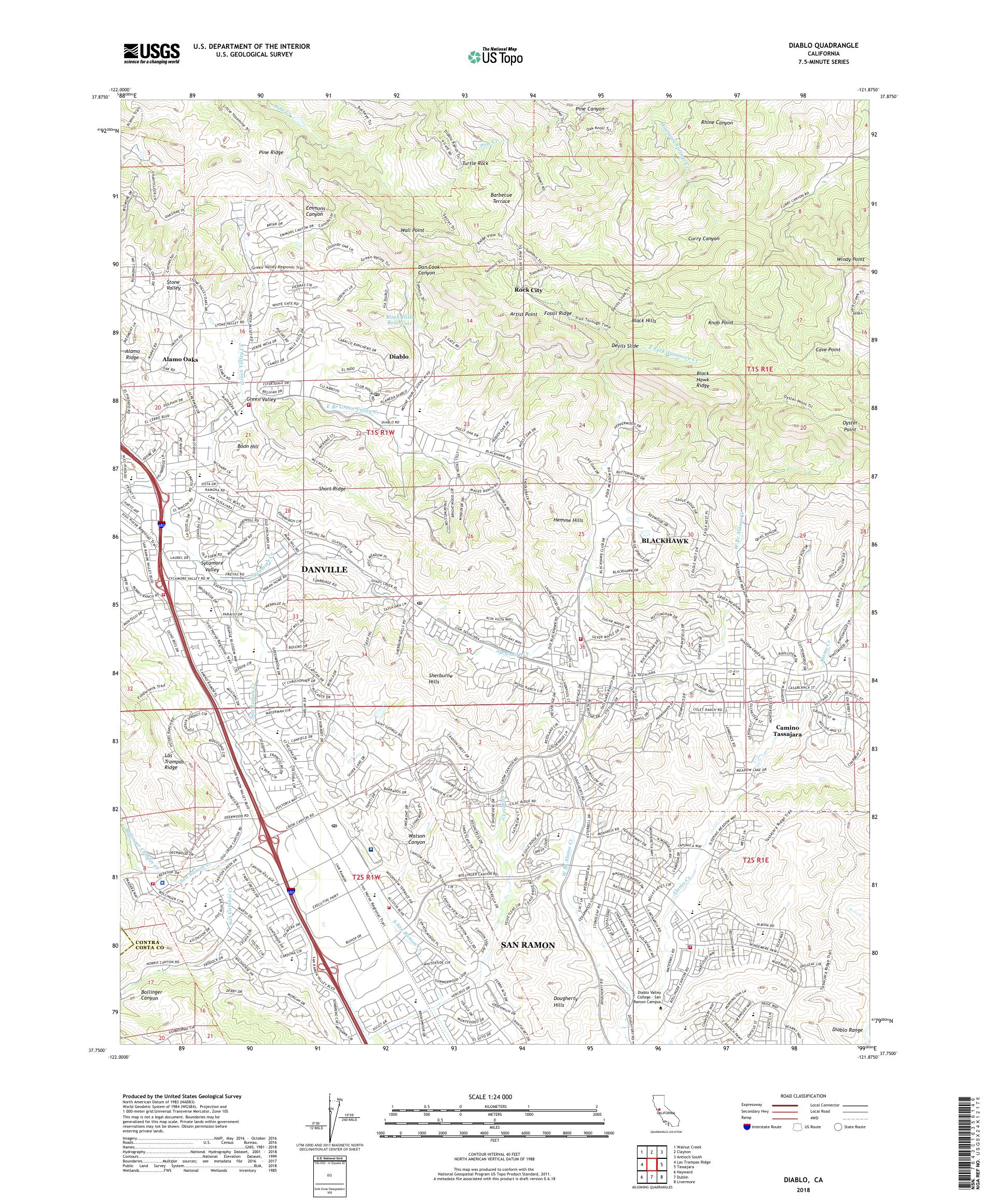 MyTopo Diablo, California USGS Quad Topo Map