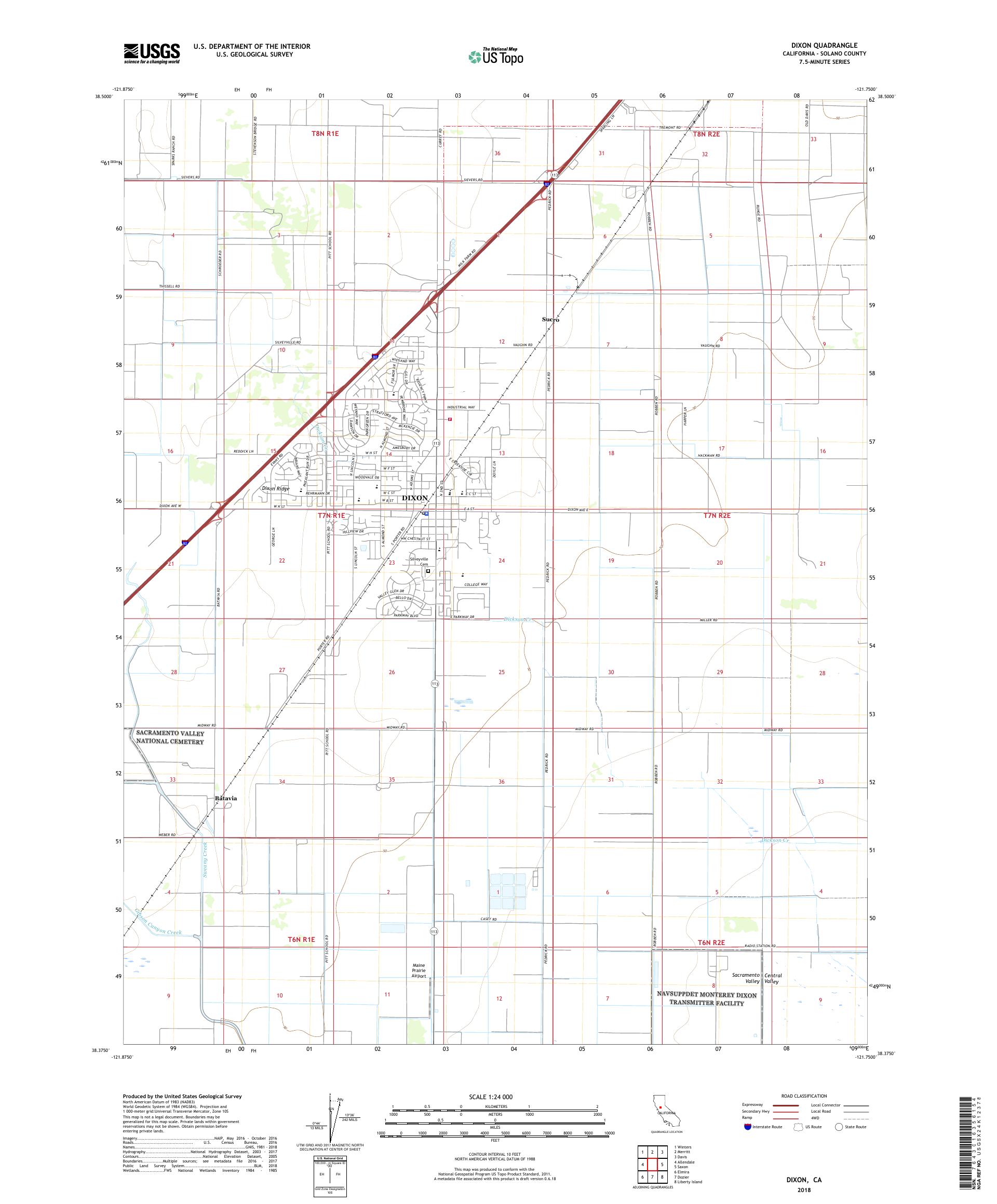 MyTopo Dixon, California USGS Quad Topo Map