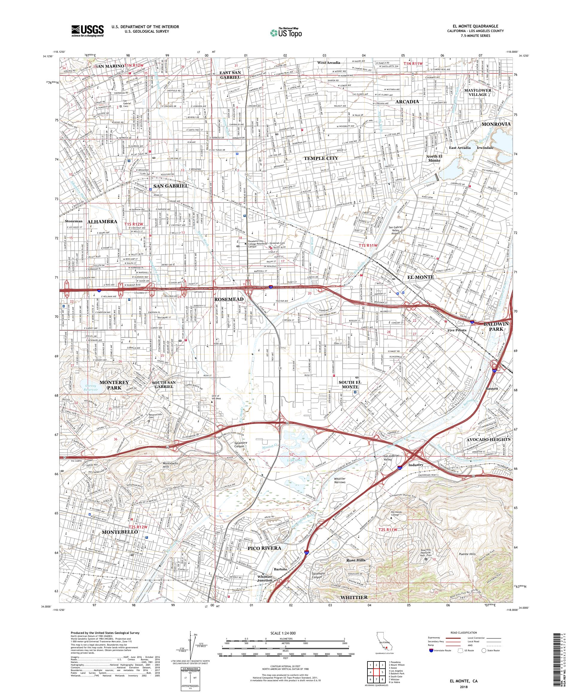 MyTopo El Monte California USGS - CA El Monte 20180924 TM Geo