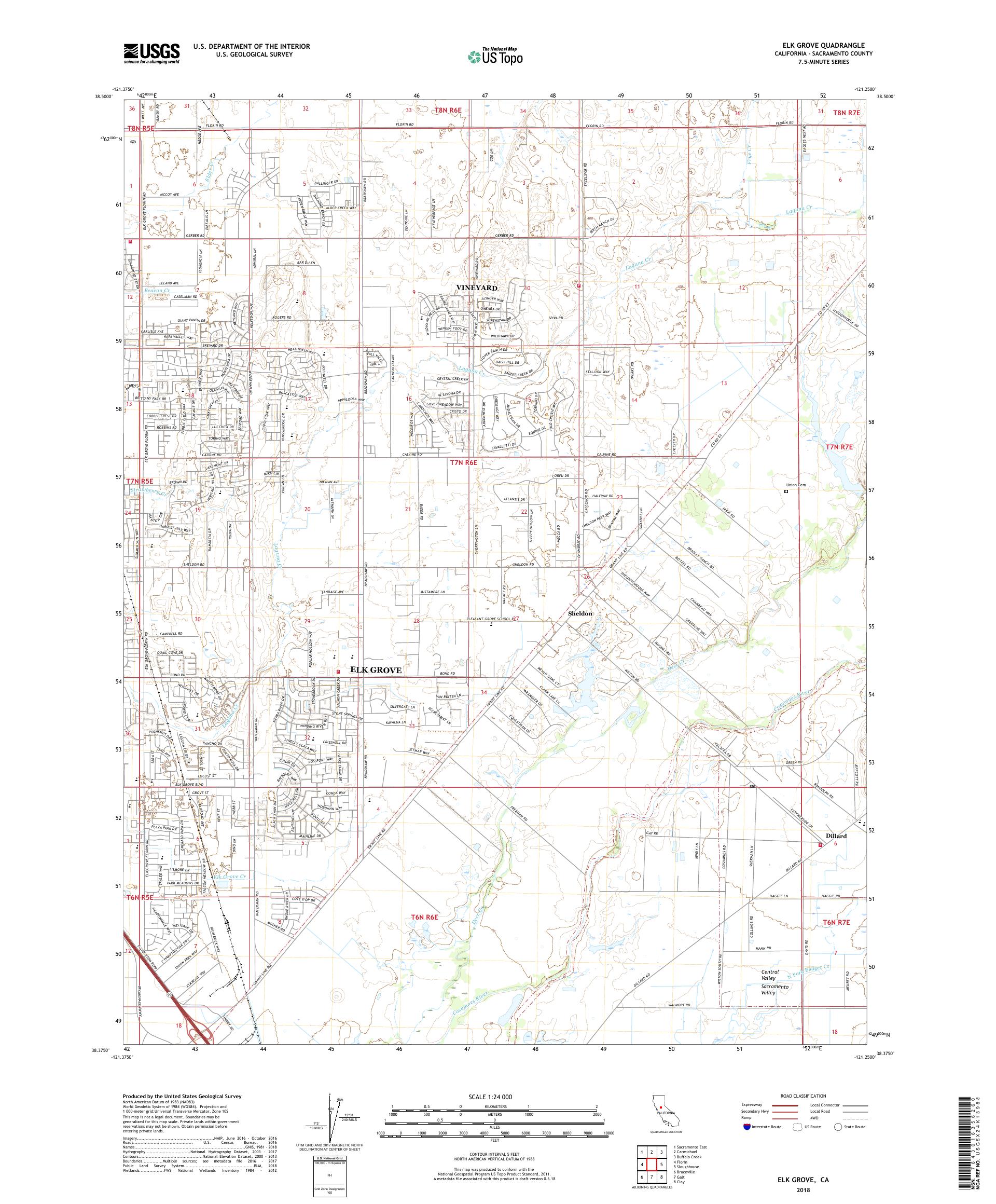 MyTopo Elk Grove, California USGS Quad Topo Map