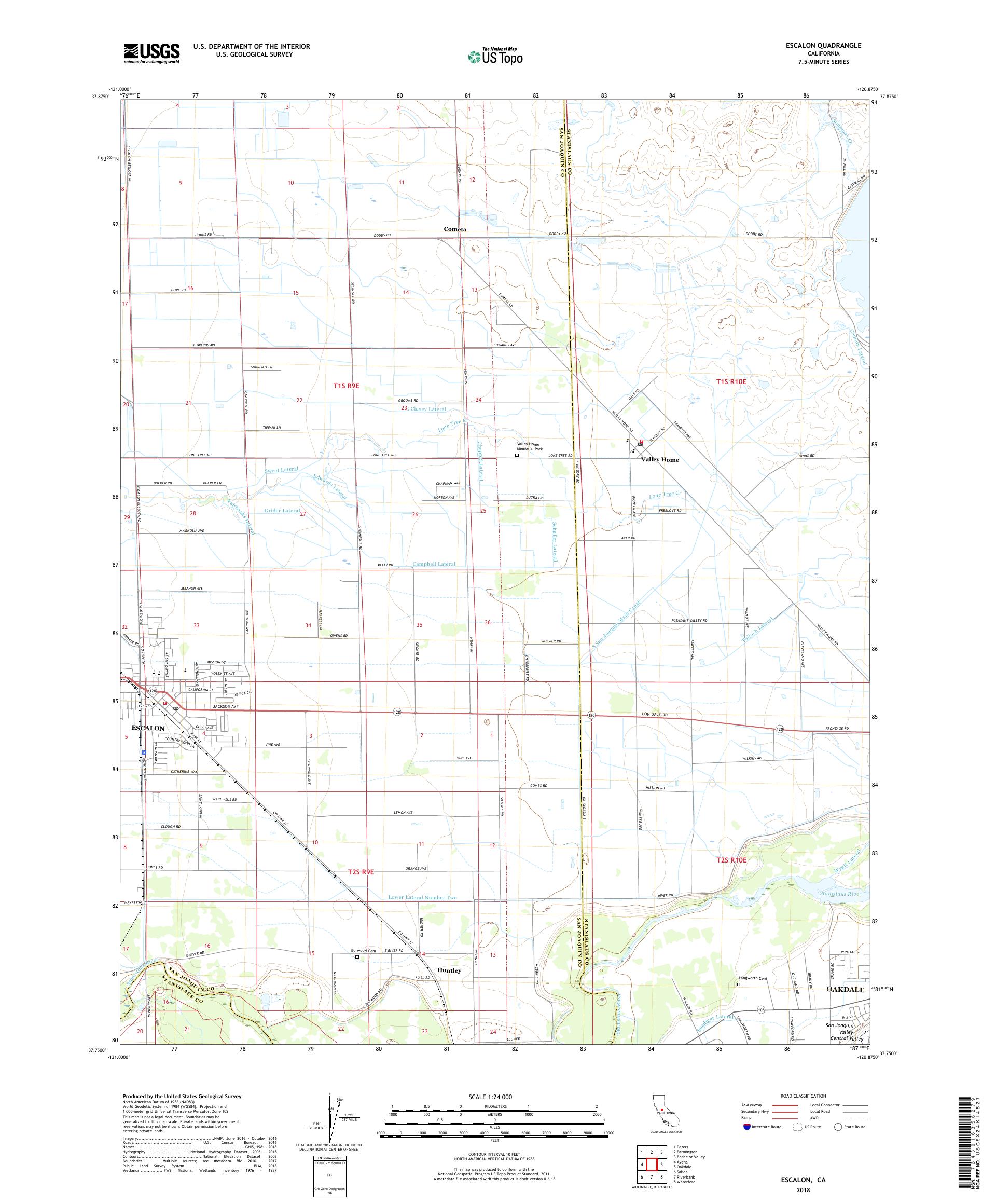 MyTopo Escalon, California USGS Quad Topo Map