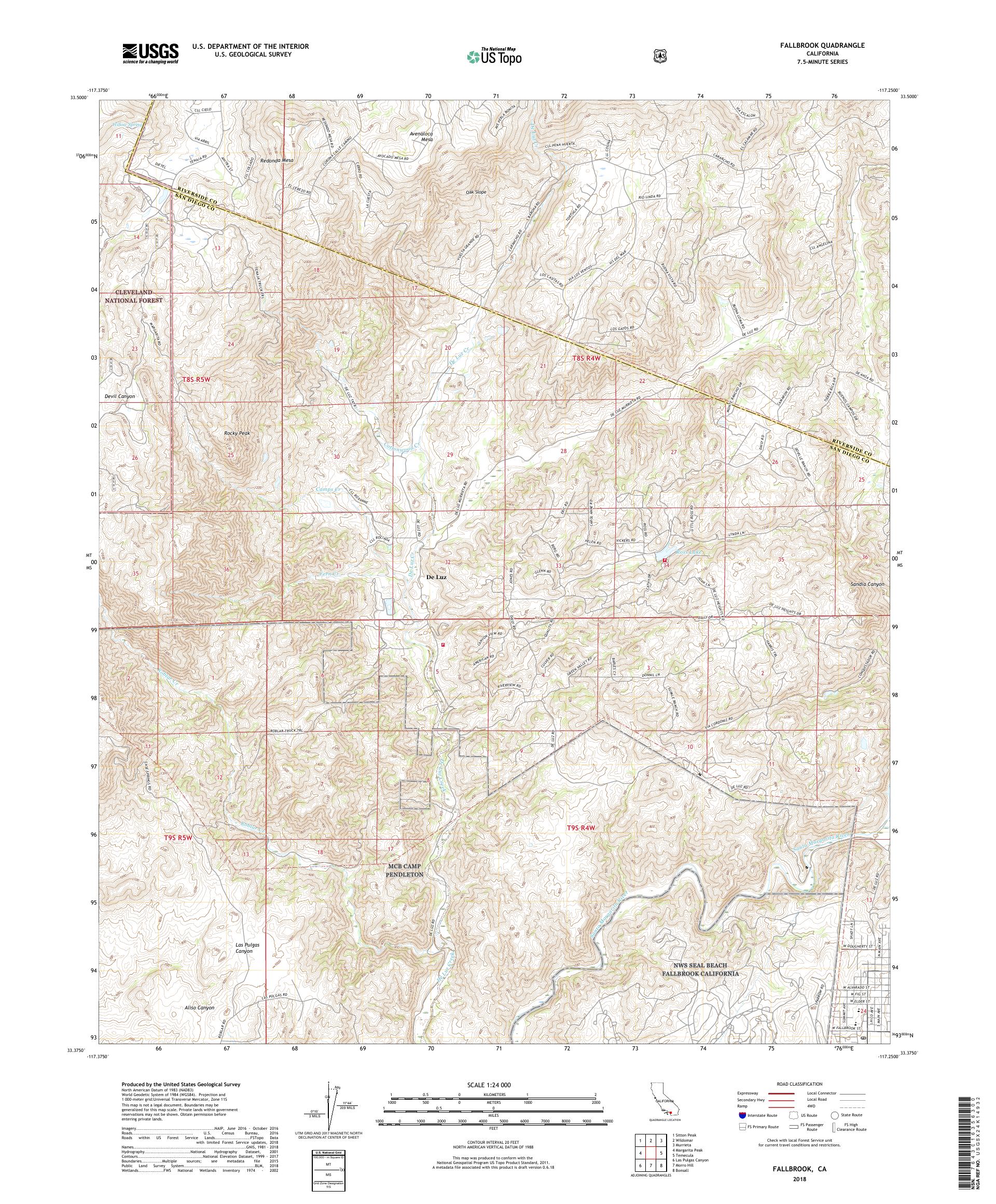 MyTopo Fallbrook, California USGS Quad Topo Map