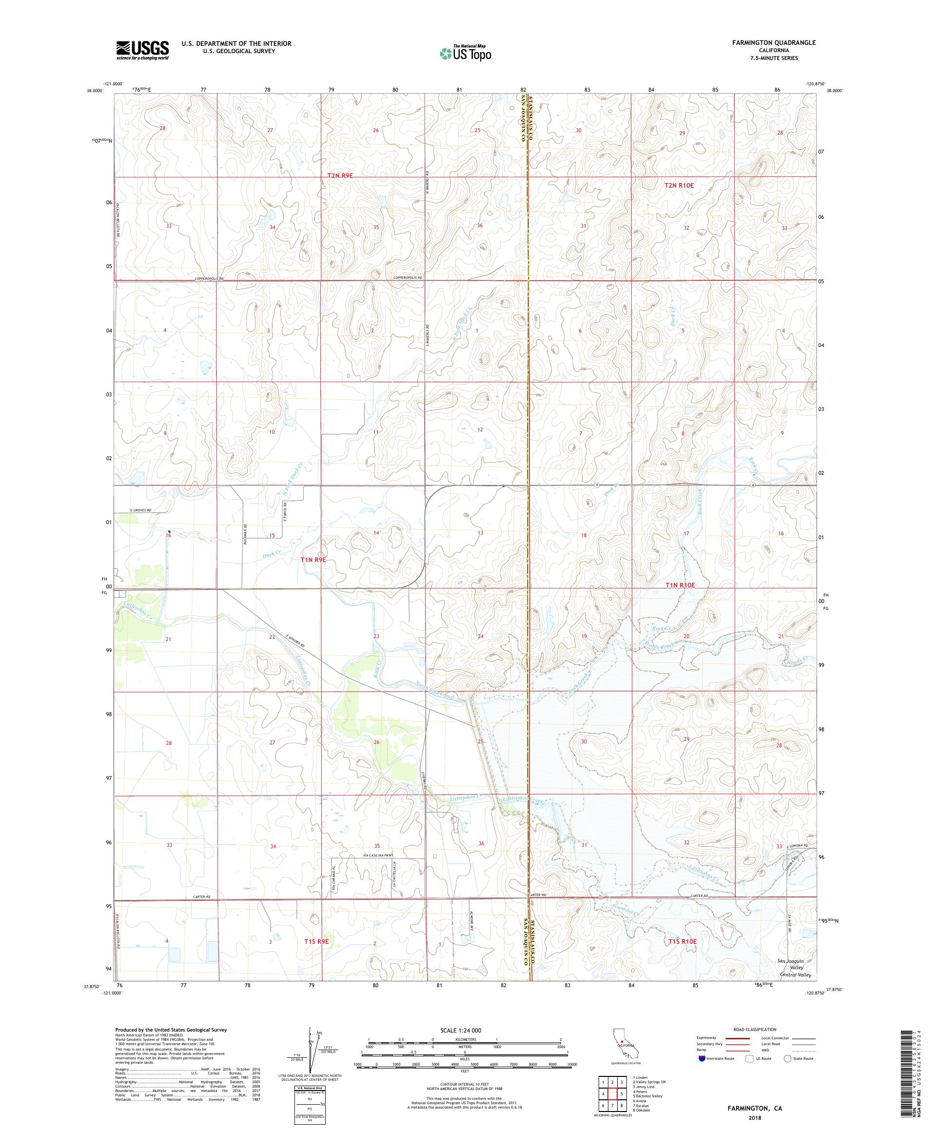 MyTopo Farmington, California USGS Quad Topo Map