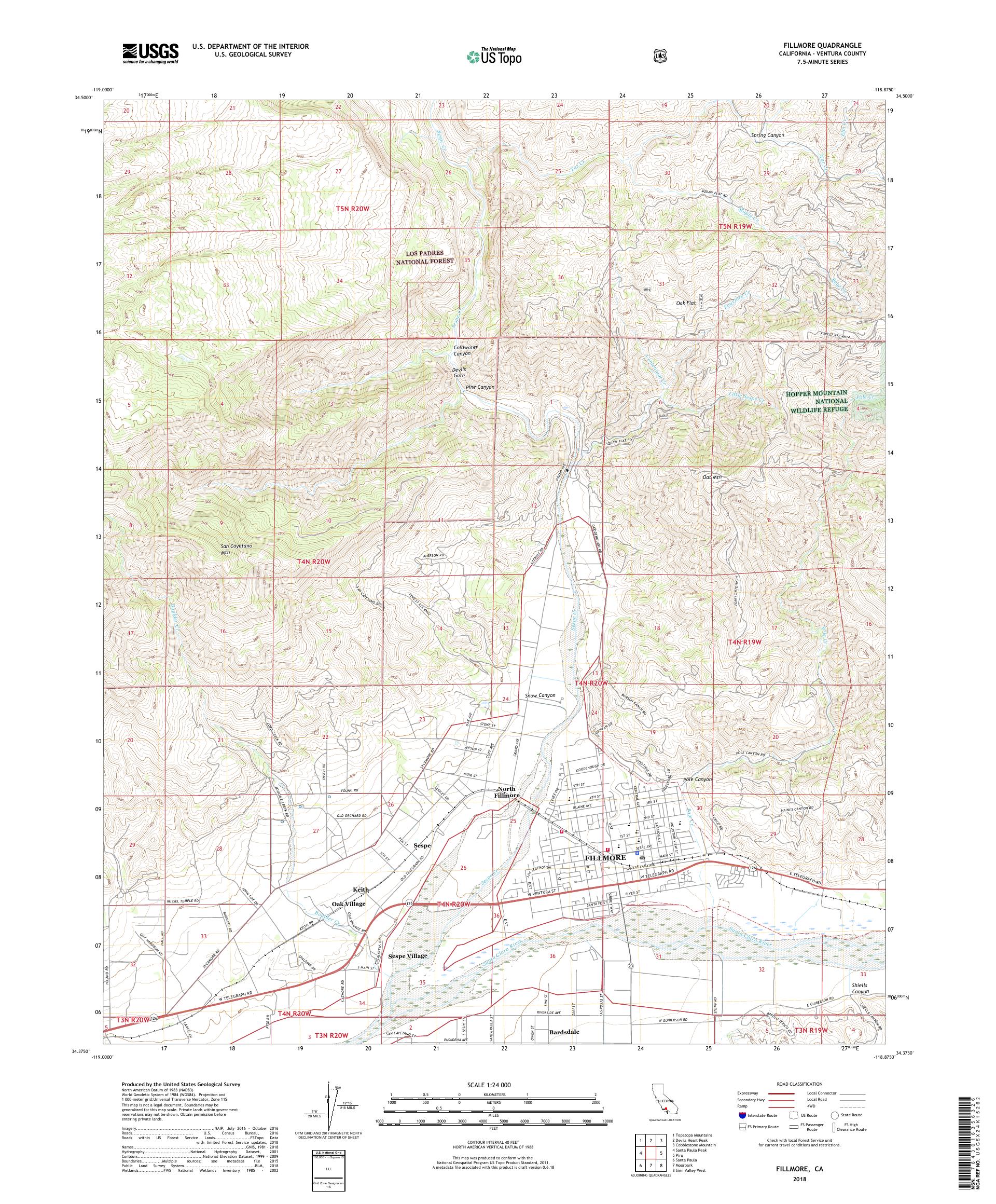 MyTopo Fillmore California USGS - CA Fillmore 20180828 TM Geo