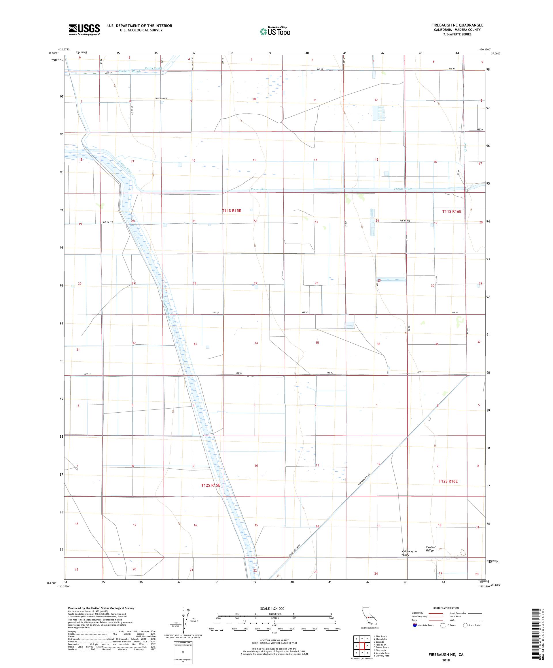 MyTopo Firebaugh Ne, California USGS Quad Topo Map