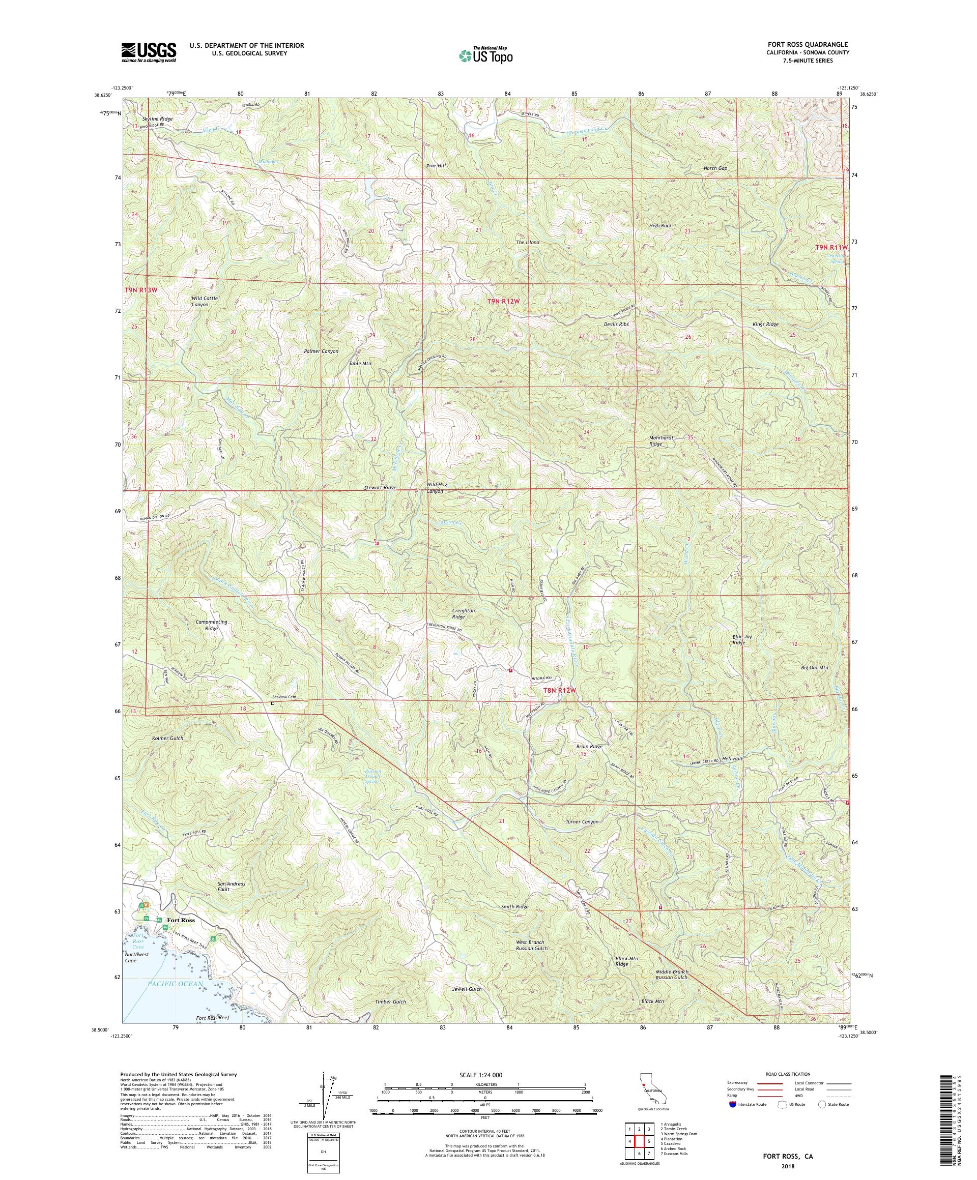 MyTopo Fort Ross, California USGS Quad Topo Map