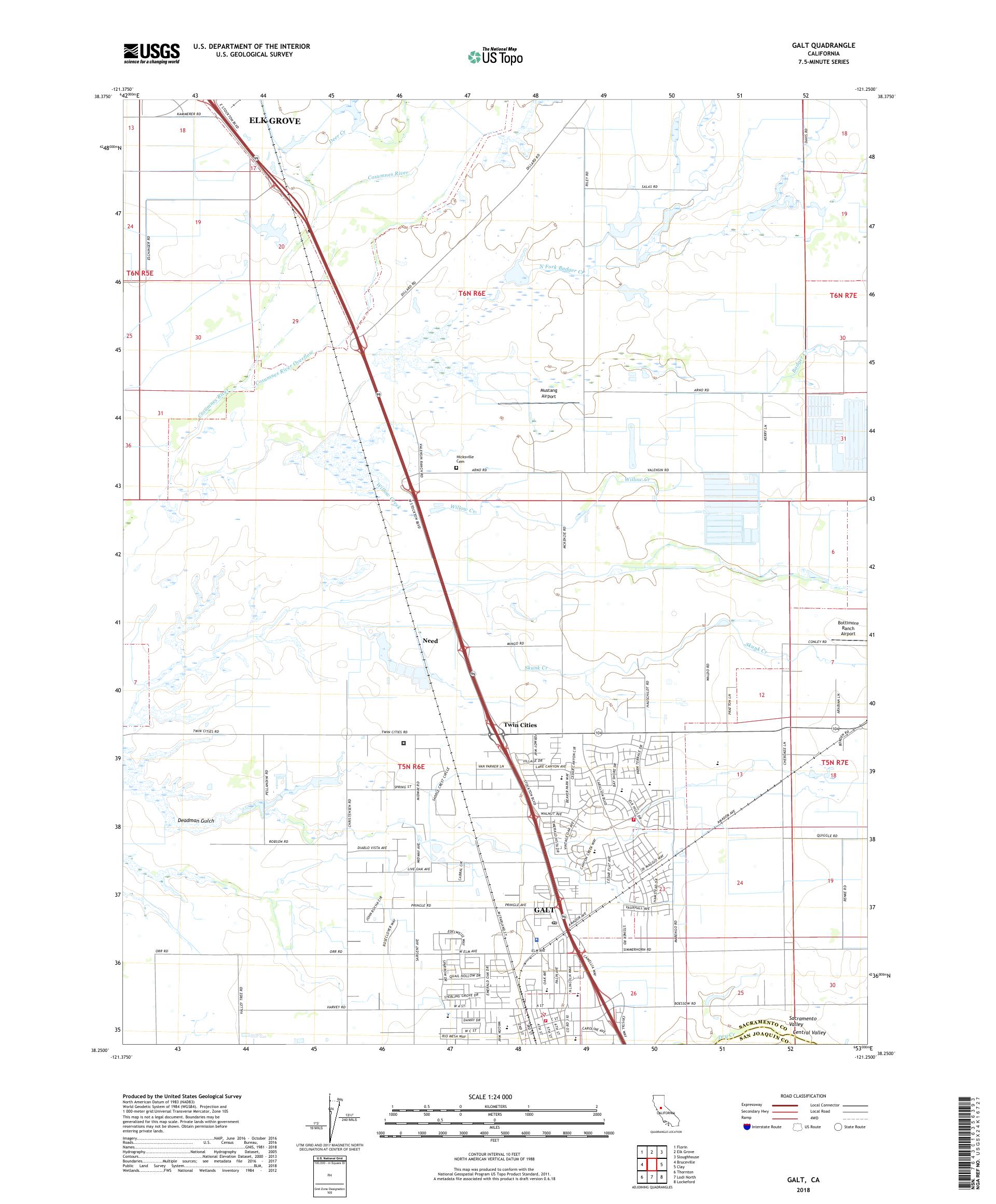 MyTopo Galt, California USGS Quad Topo Map