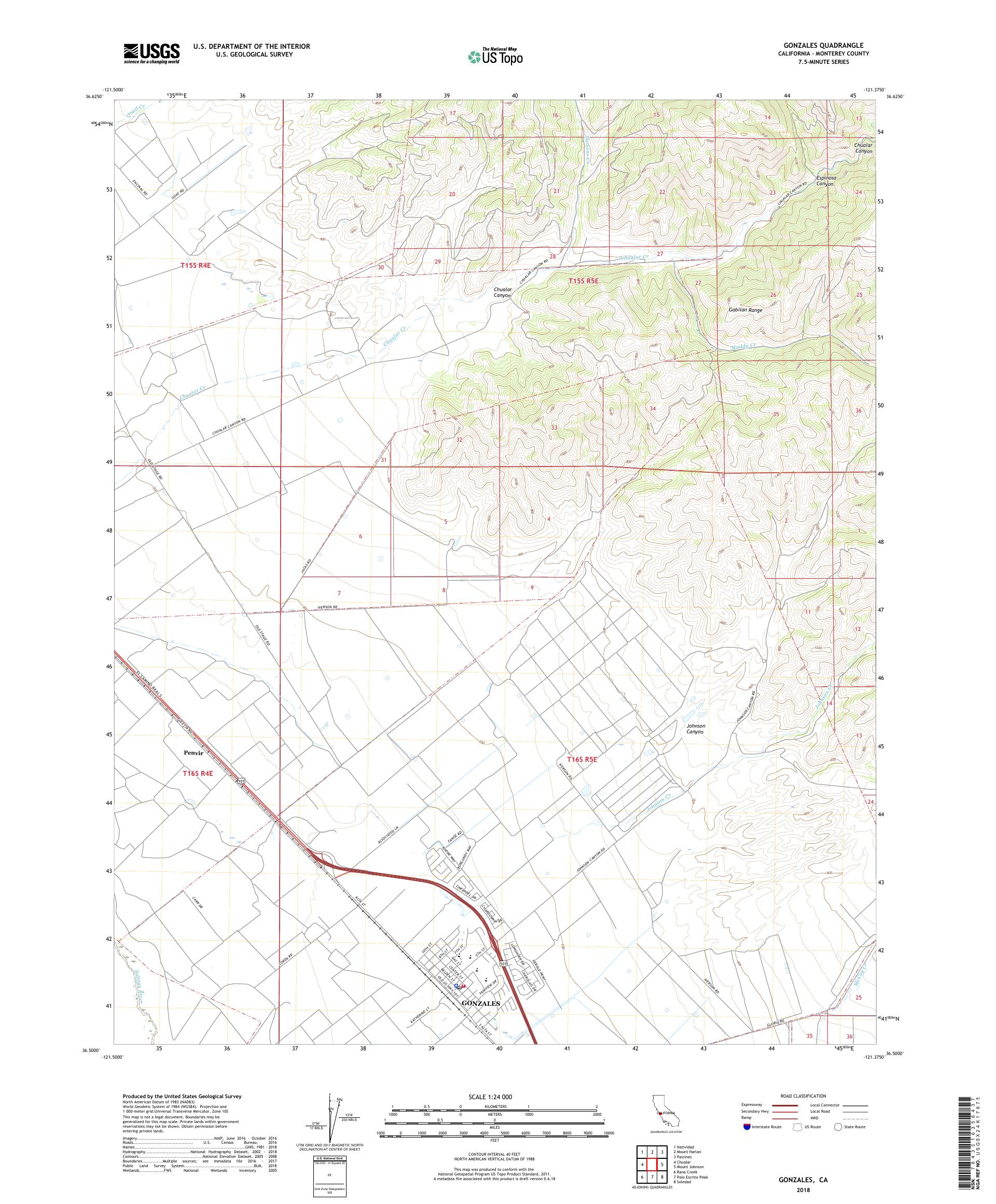 MyTopo Gonzales, California USGS Quad Topo Map